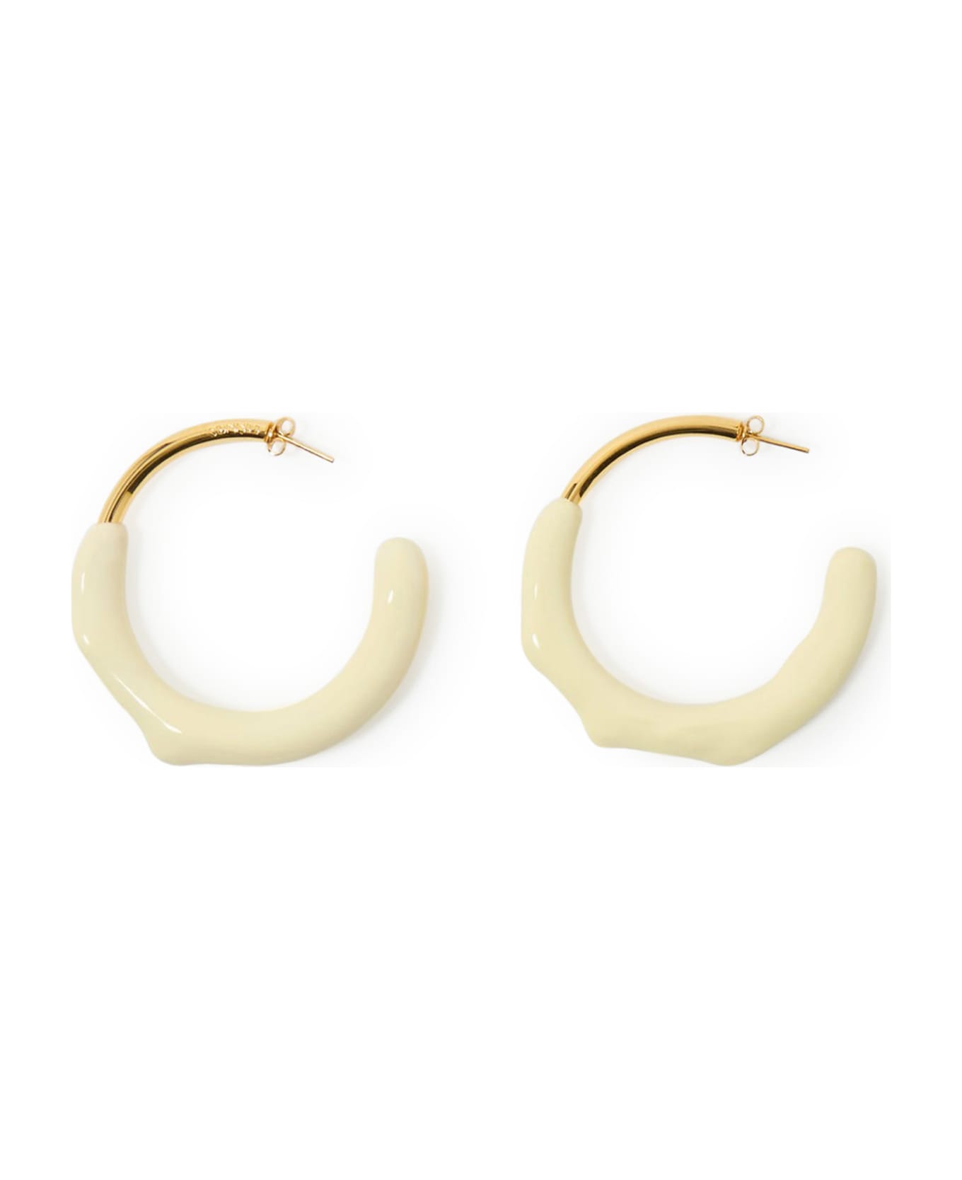 Sunnei Rubberized Hoop Earrings - Gold Cream