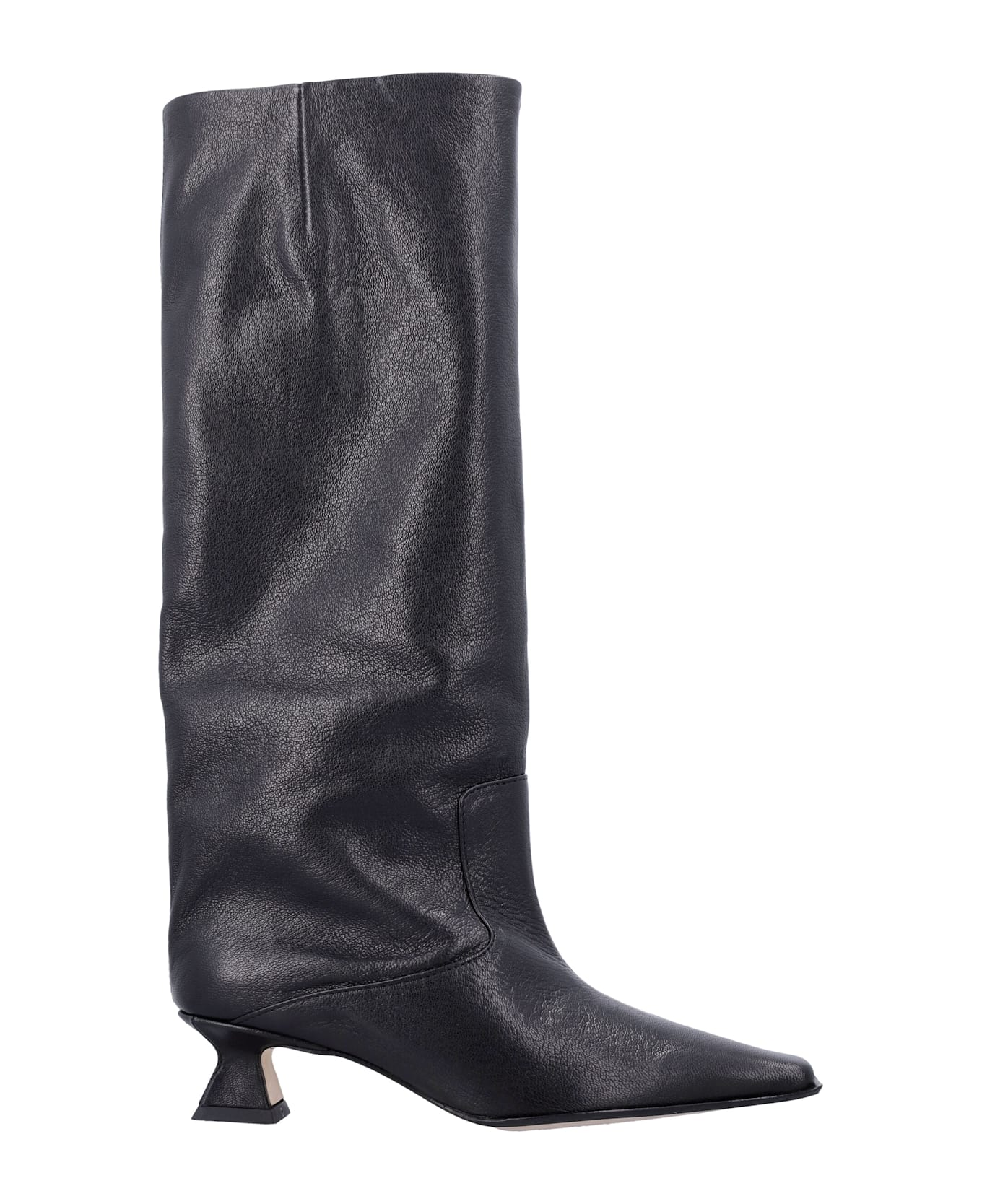 Miista Effie Black Leather Knee Boot - BLACK