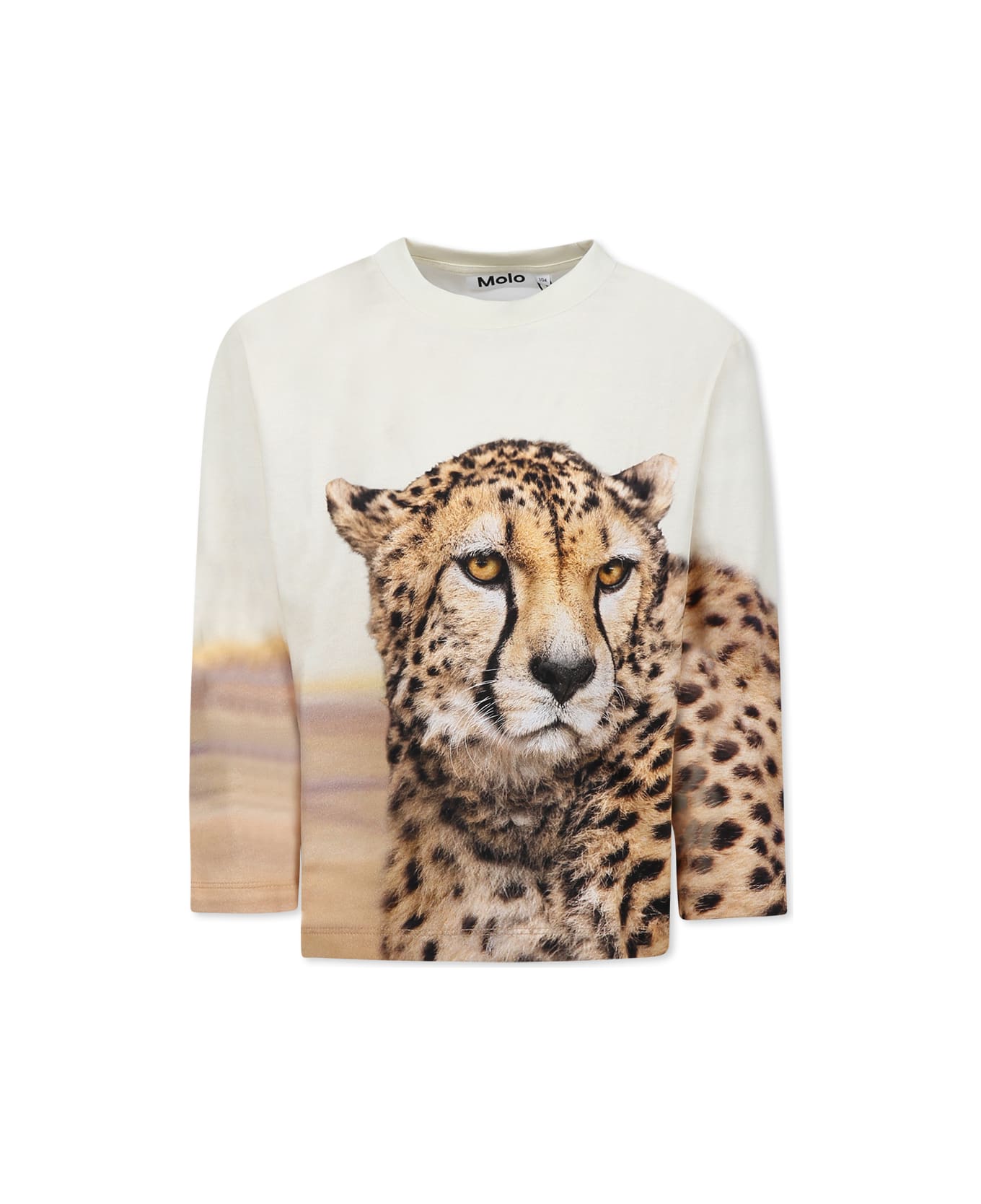 Molo Ivory T-shirt For Boy With Cheetah - Ivory