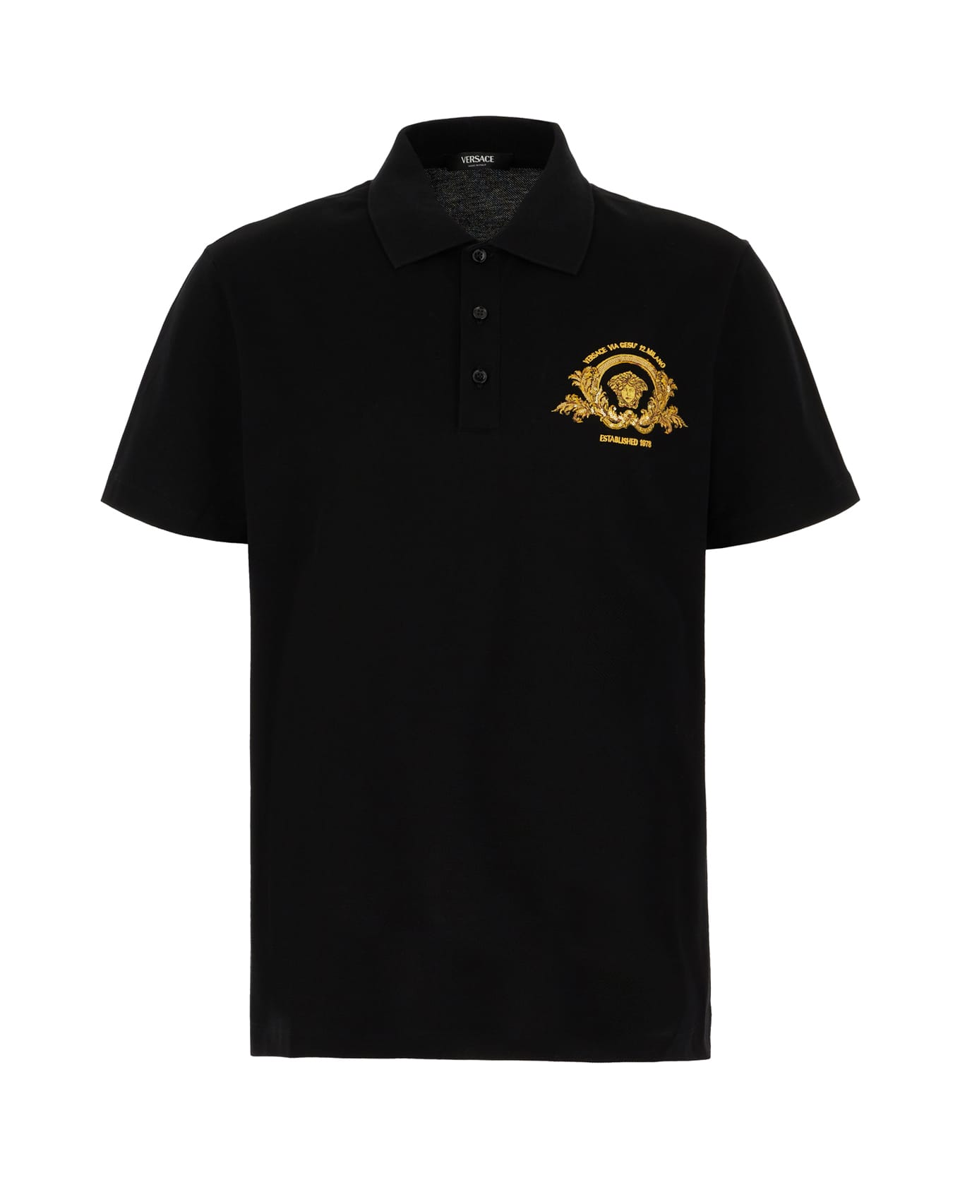 Versace Black Piquet Polo Shirt - BLACK