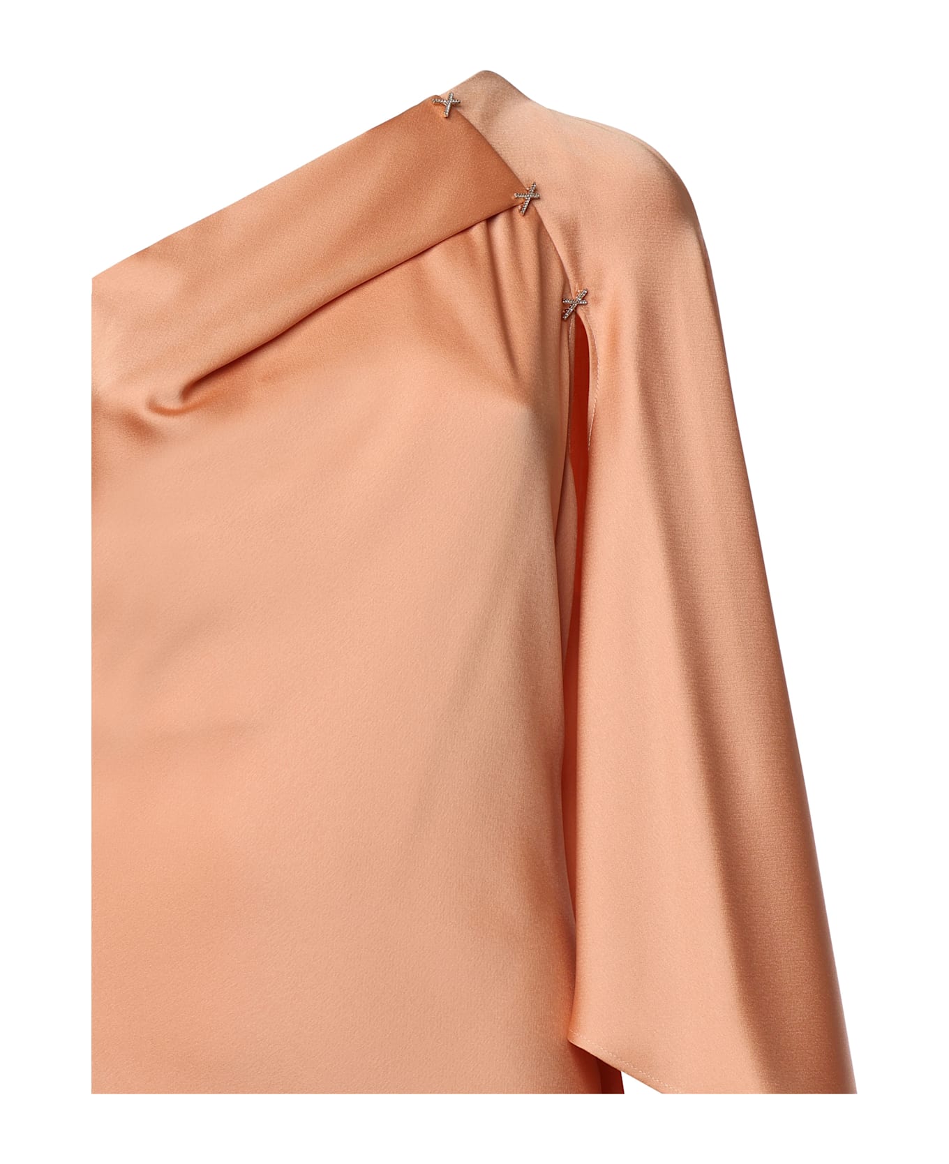 Genny One-shoulder Satin Long Dress - Pink