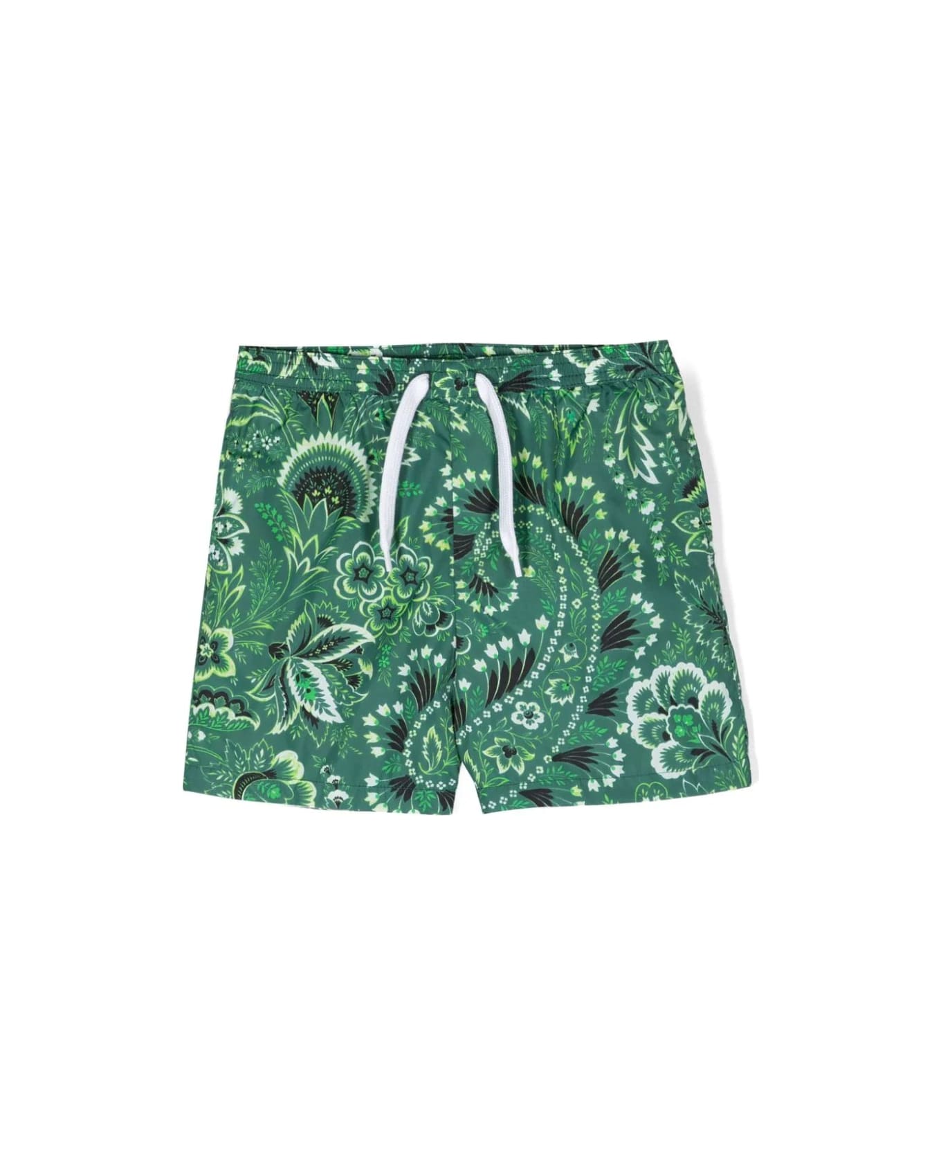 Etro Green Swim Shorts With Paisley Motif - Green