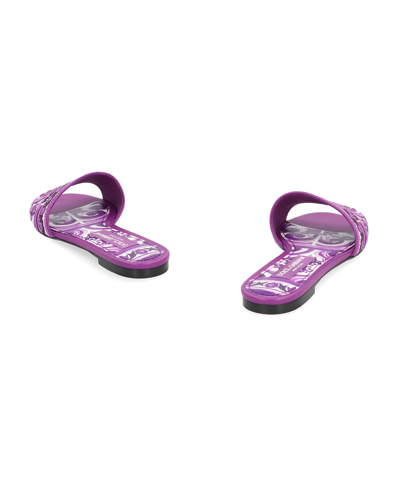 Dolce & Gabbana Leather And Fabric Slides - purple