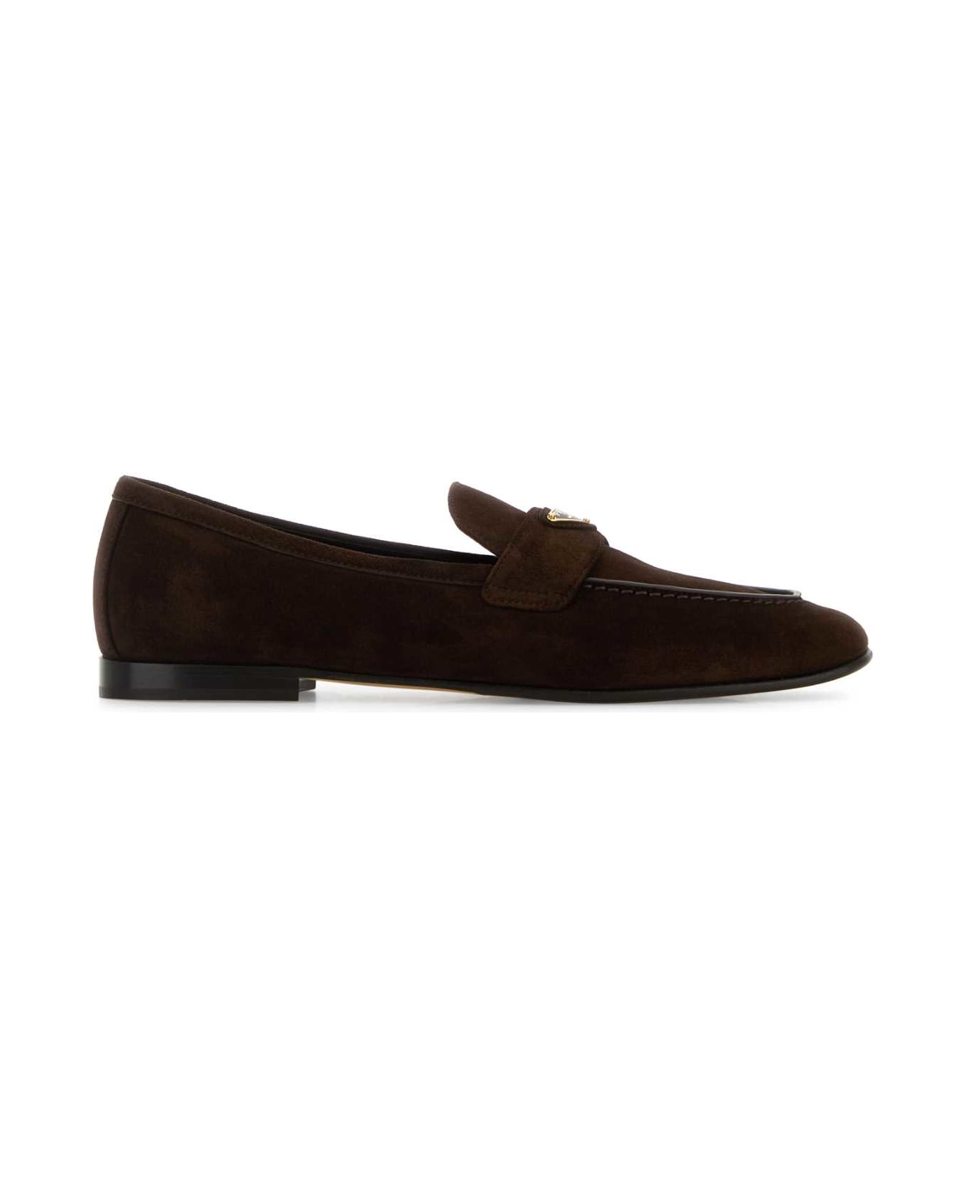 Prada Dark Brown Suede Loafers - MORO