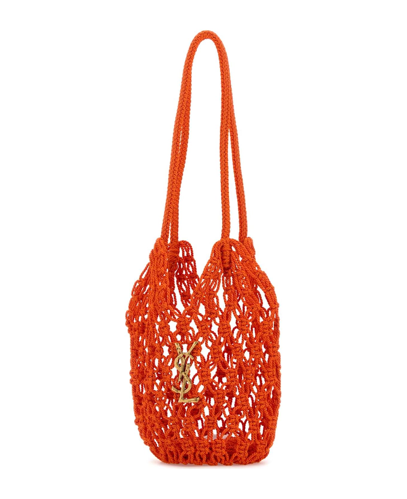 Saint Laurent Orange Crochet Bucket Bag - BLAZING ORANGE