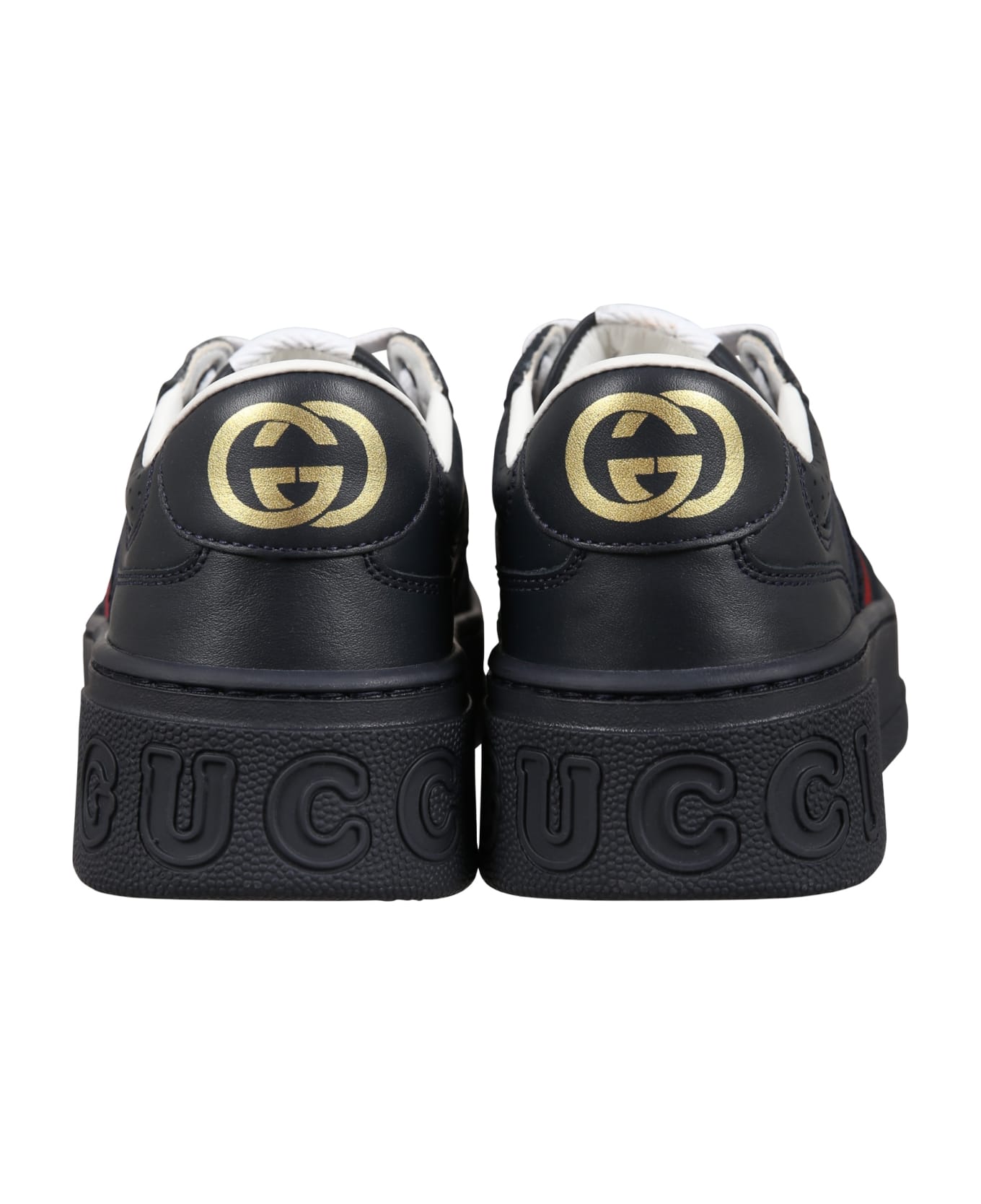 Gucci Blue Sneakers For Boy With Web Tape And Iconic Logo - Blue
