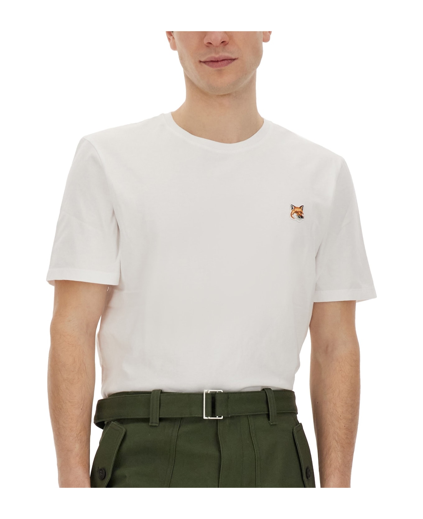Maison Kitsuné T-shirt With Fox Patch - Bianco シャツ