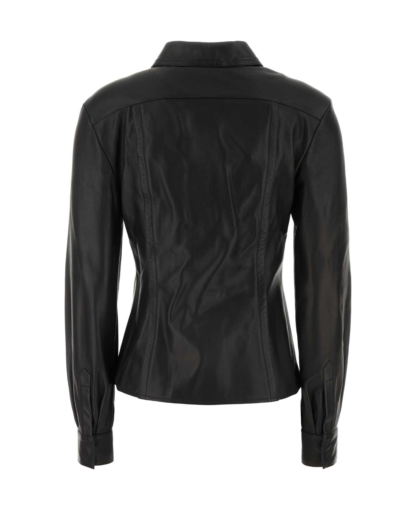 Alberta Ferretti Black Leather Shirt - NERO