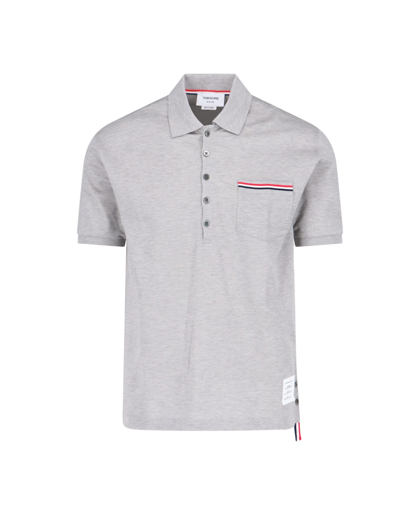Thom Browne 'pique Pocket' Logo Polo Shirt - Gray