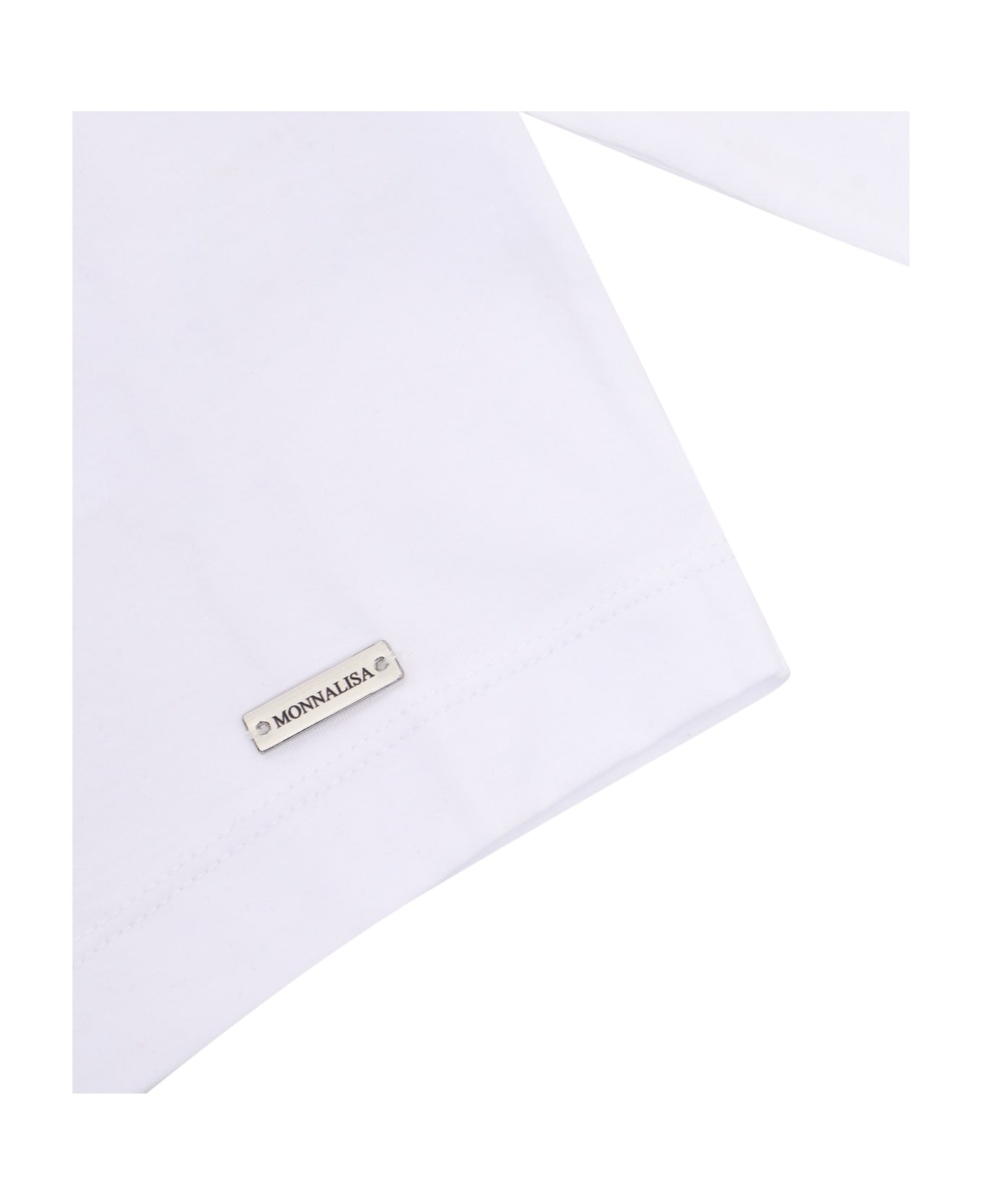 Monnalisa Long Sleeved White T-shirt - WHITE Tシャツ＆ポロシャツ