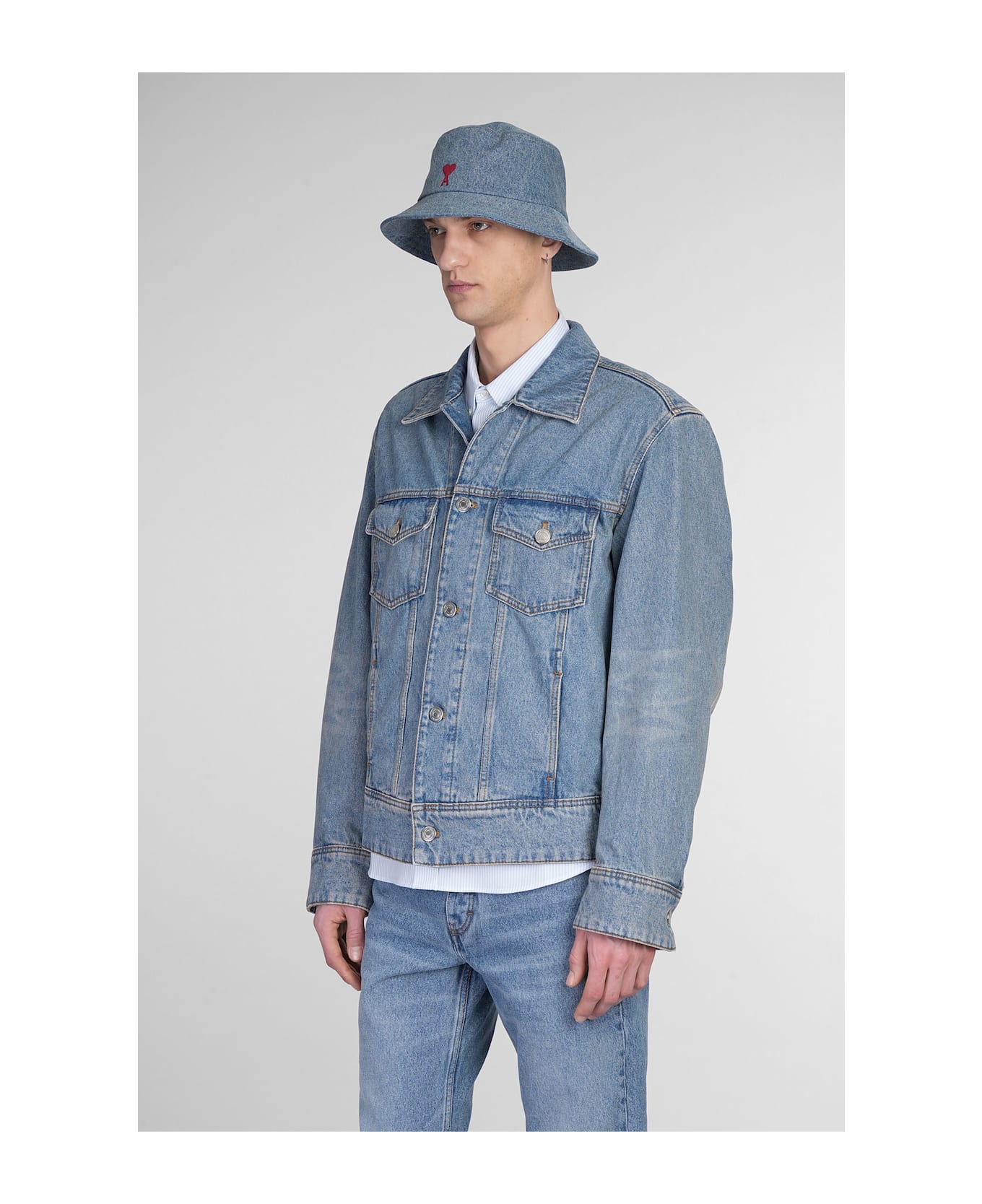 Ami Alexandre Mattiussi Denim Jackets In Blue Cotton - blue