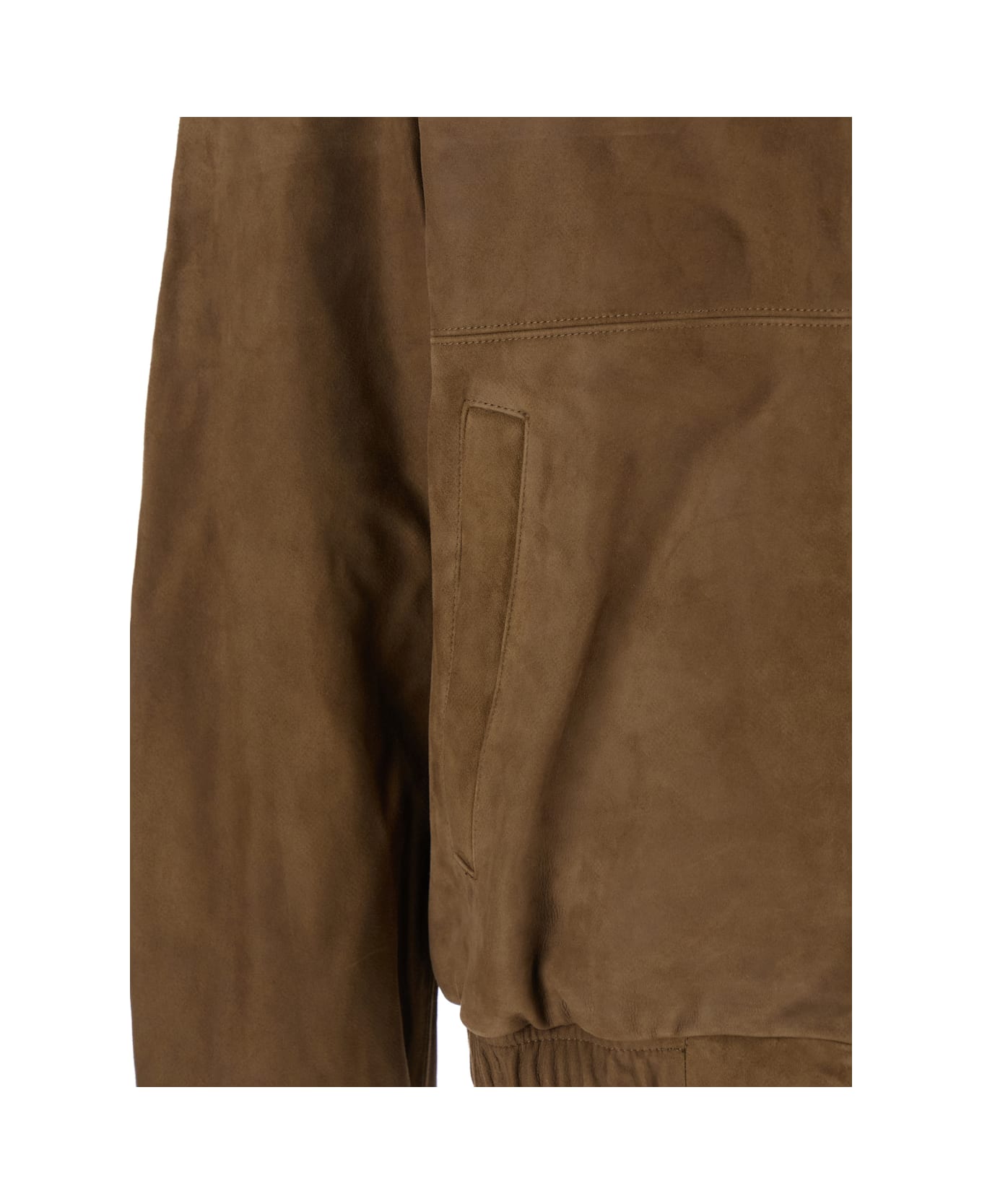 Dunst Beige Jacket With Two Front Pockets And Distressed Effect In Suede Man - Brown