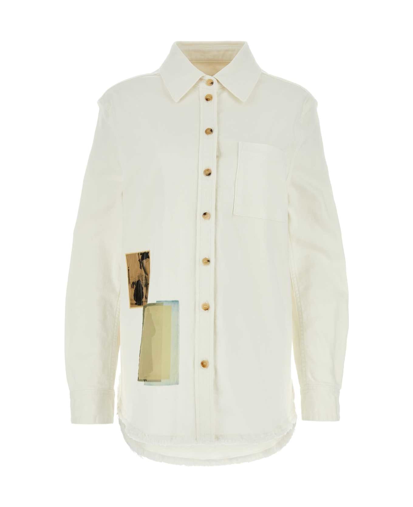 Lanvin White Stretch Denim Shirt - OPTICWHITE