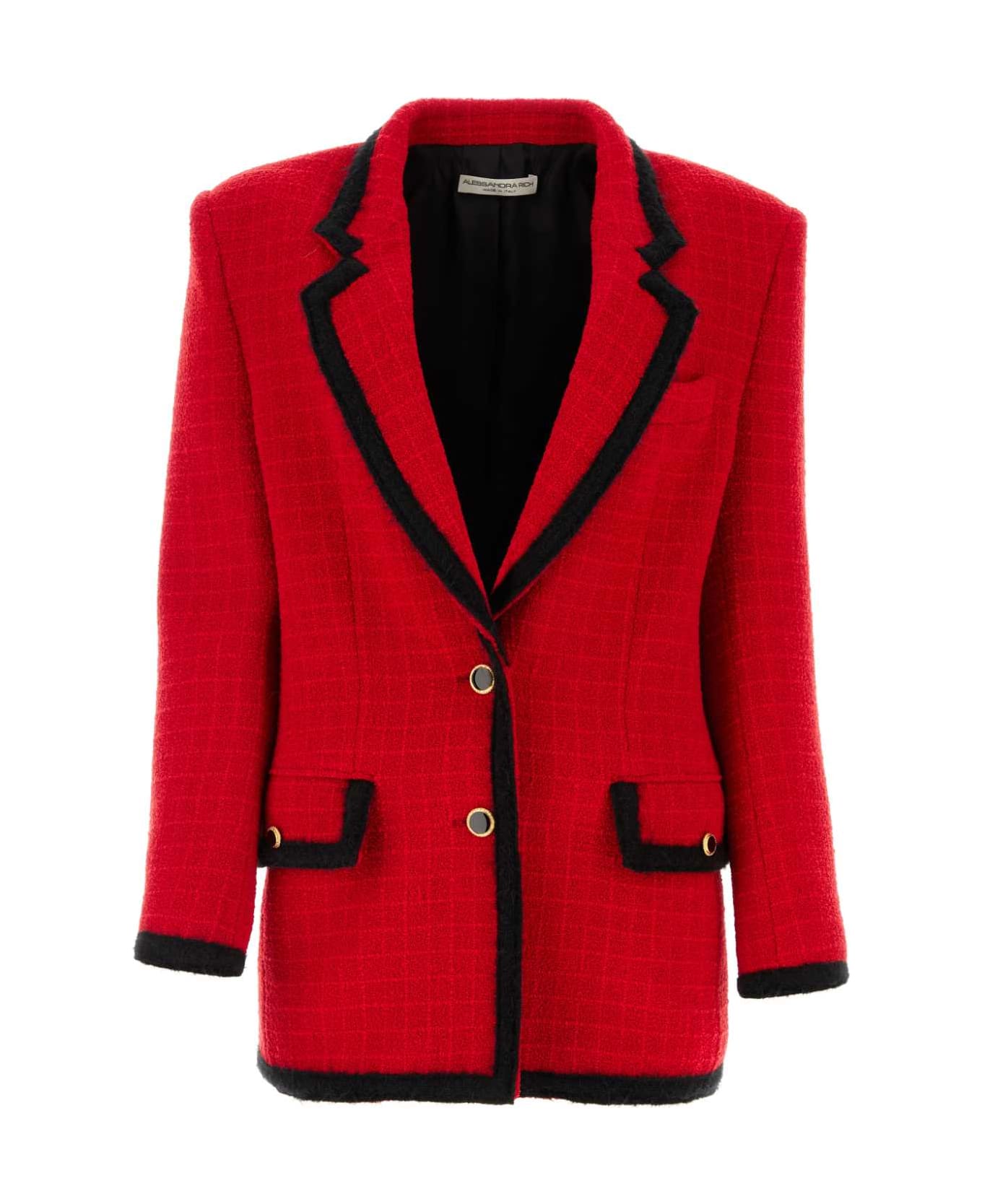 Alessandra Rich Red Tweed Jacket - RED