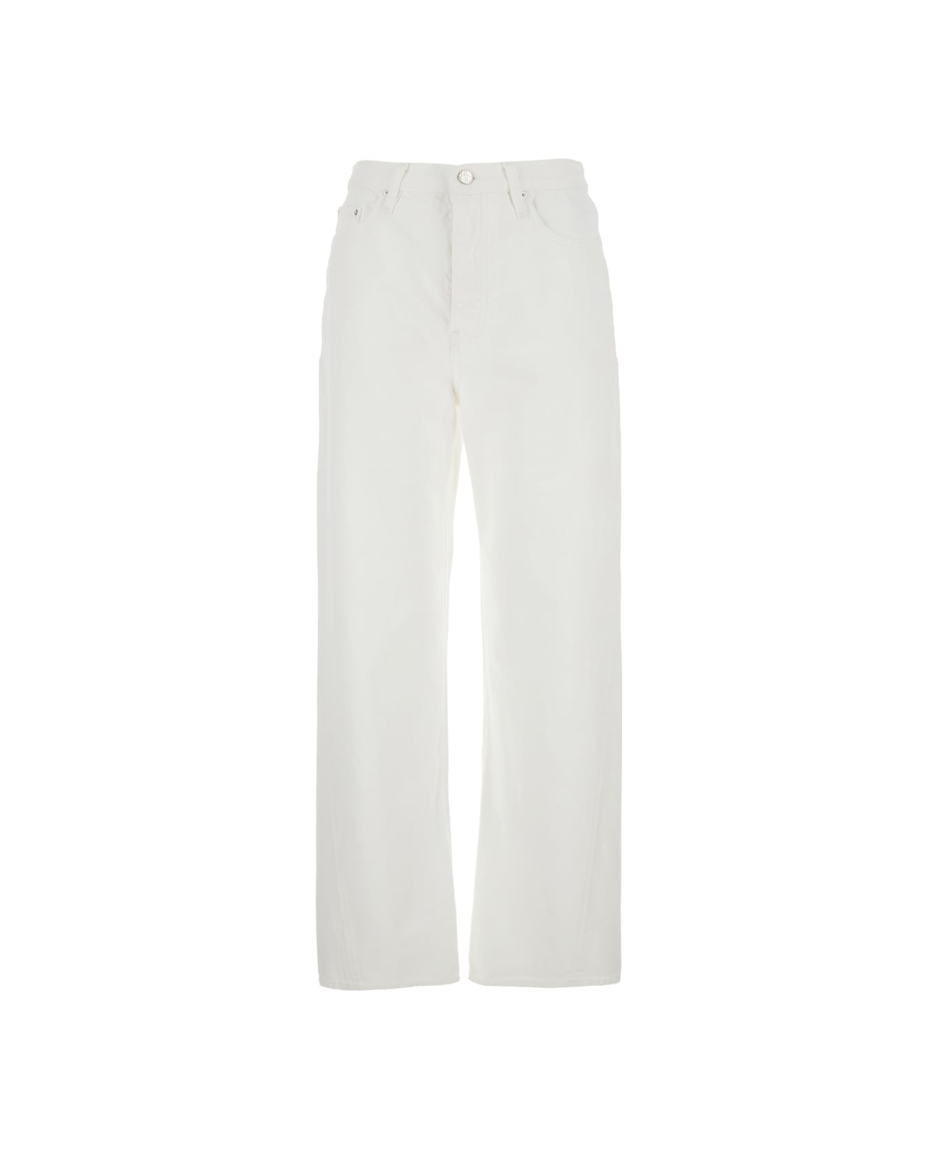 Totême White High Waisted Jeans With Twisted Seam And Logo Patch On The Rear In Denim Woman - White