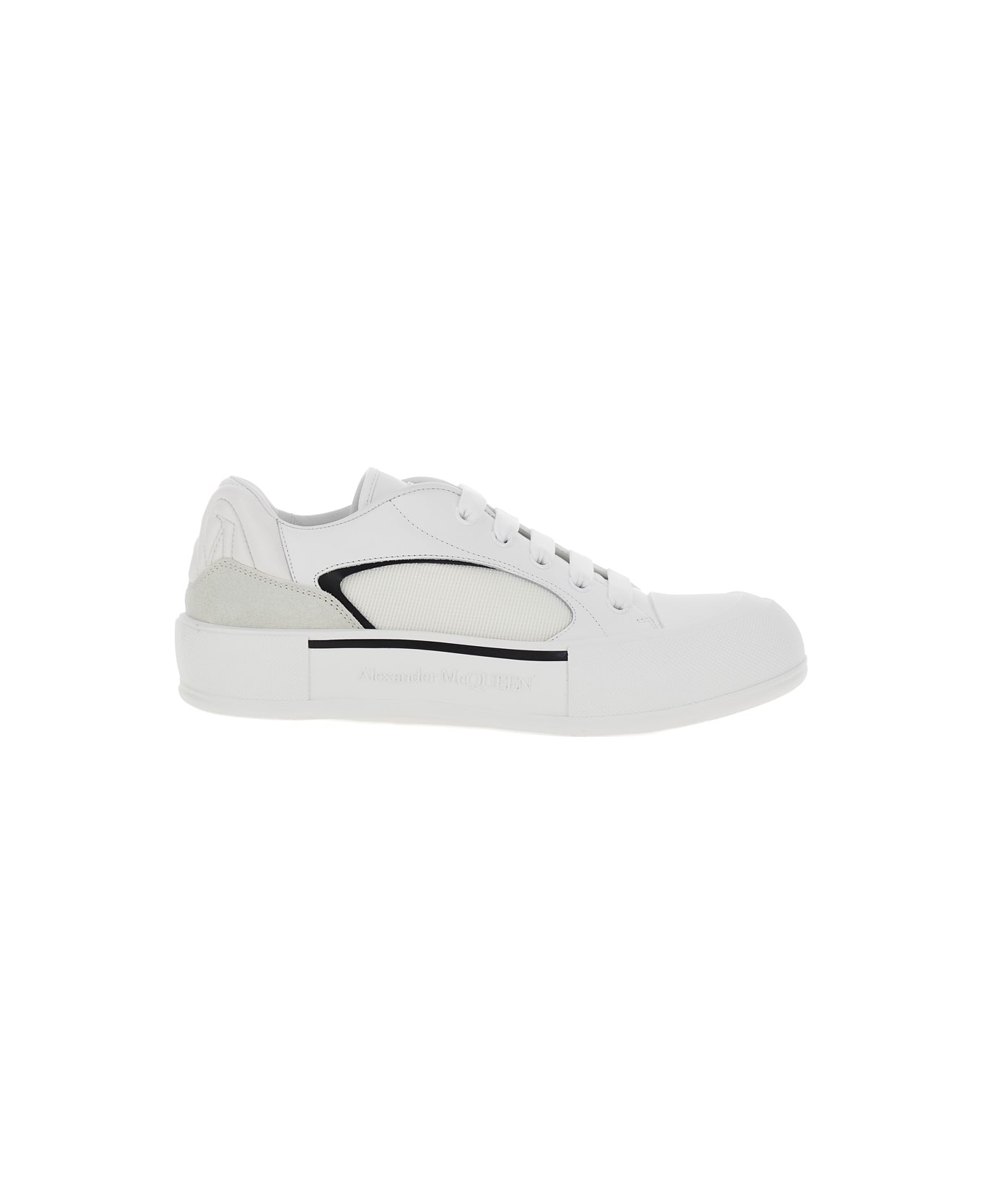 Alexander McQueen 'cruis' White Low Top Sneakers With Logo Detail In Leather And Fabric Man - White スニーカー
