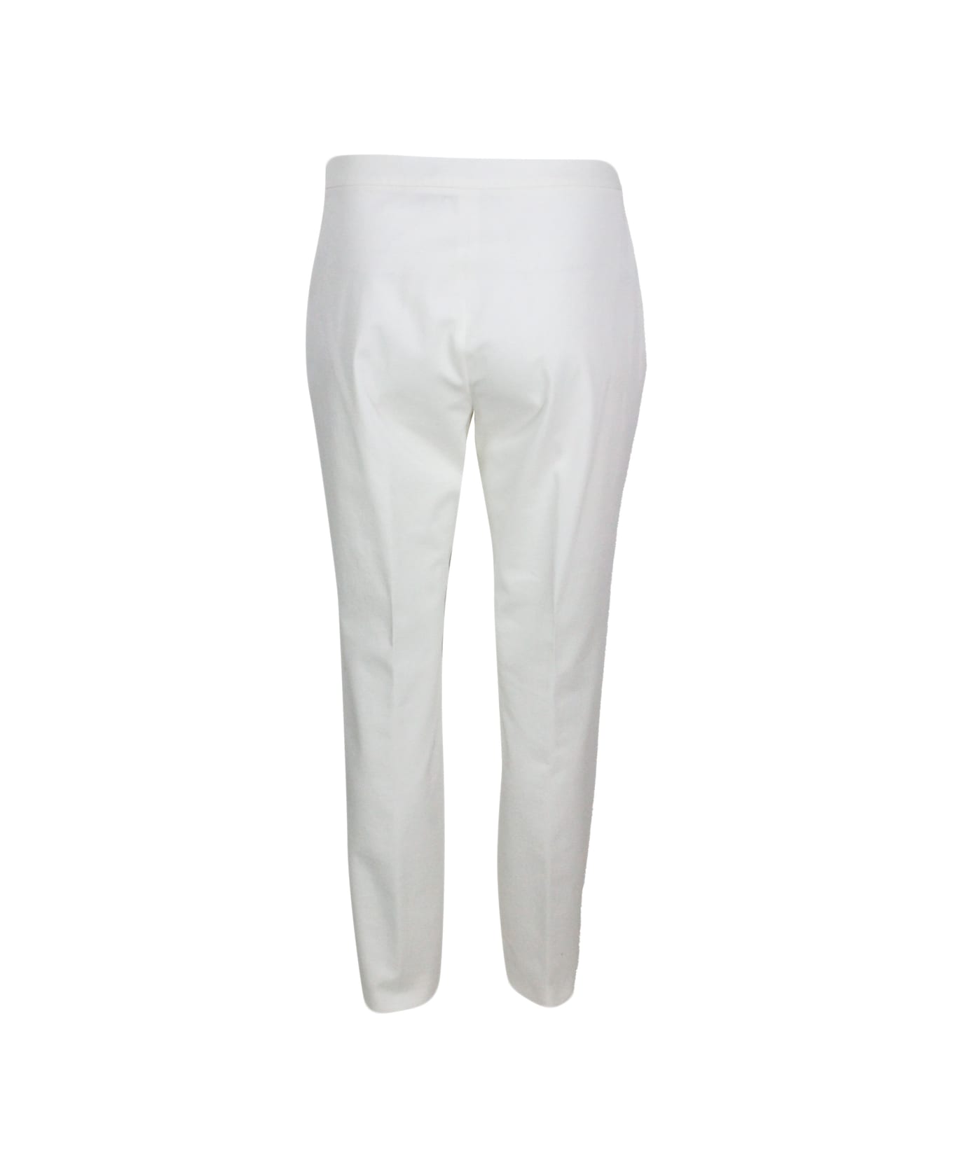 Fabiana Filippi Stretch Cotton Poplin Trousers Are Characterized By A Slim Fit And A Zip Closure On The Side - White