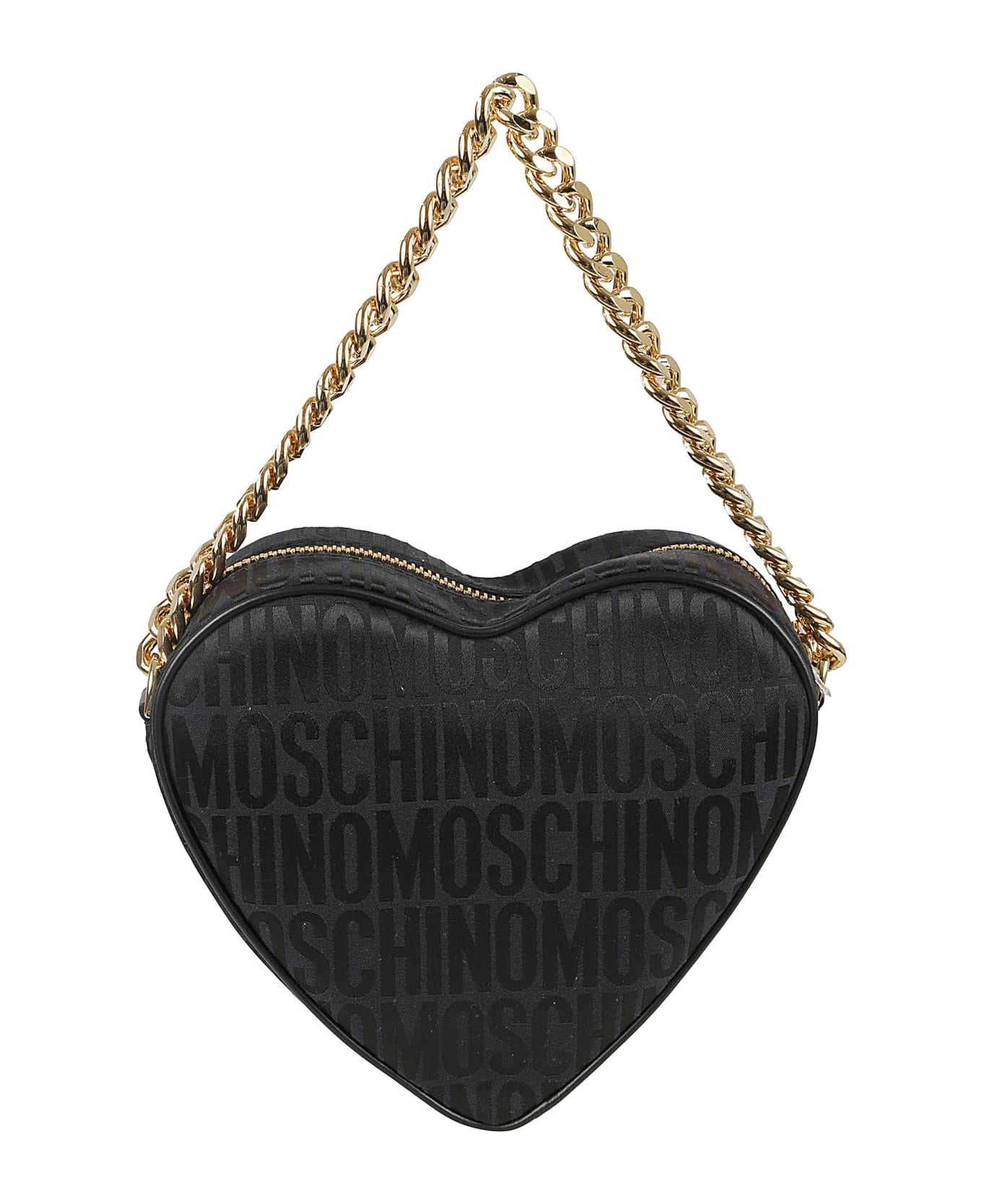 Moschino Jacquard Logo Heart Shoulder Bag - Black ショルダーバッグ