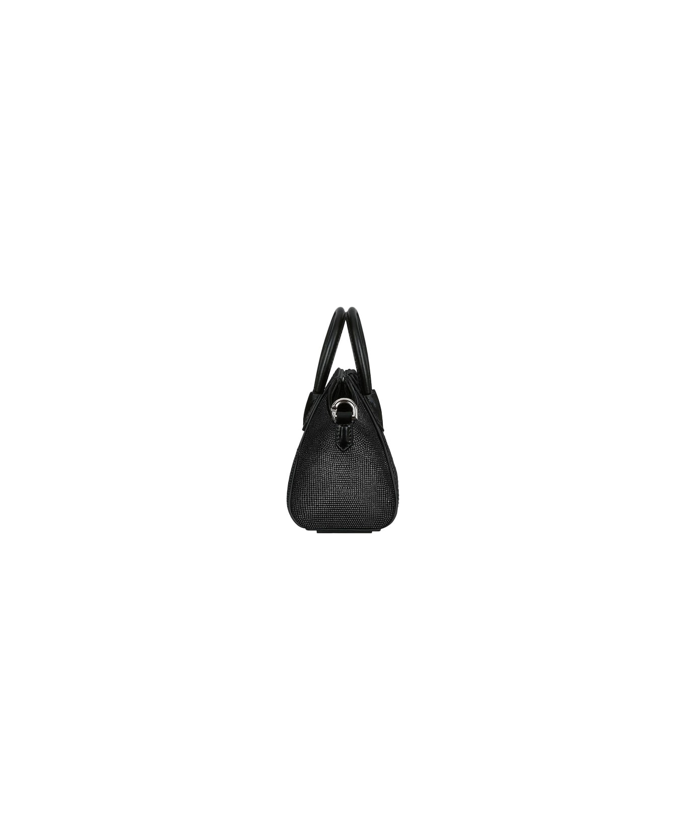 Givenchy Antigona Micro Bag In Black Satin With Rhinestones - Black