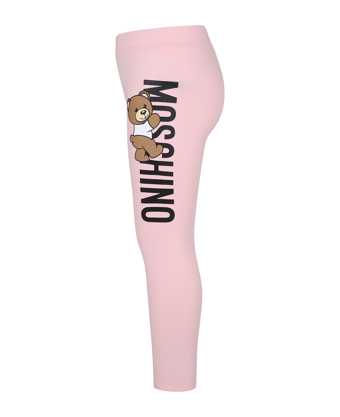 Moschino Pink Leggings For Girl With Teddy Bear And Logo - Pink