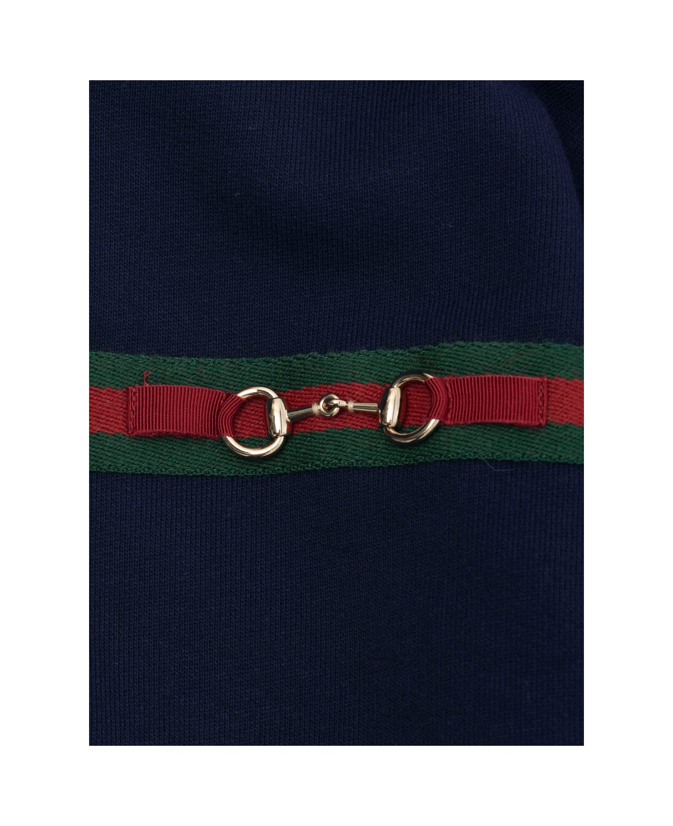 Gucci Blue Hoodie With Web Detail With Horsebit On The Front In Cotton Girl - Blu