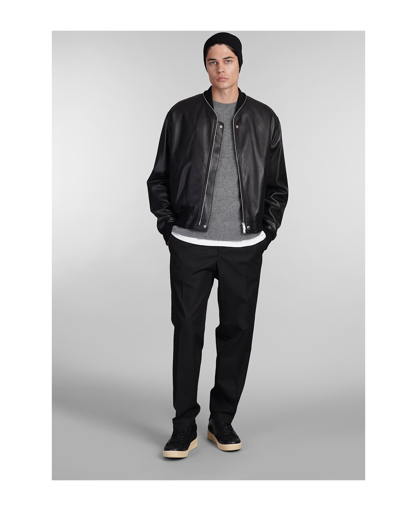 Jil Sander Bomber In Black Leather - black