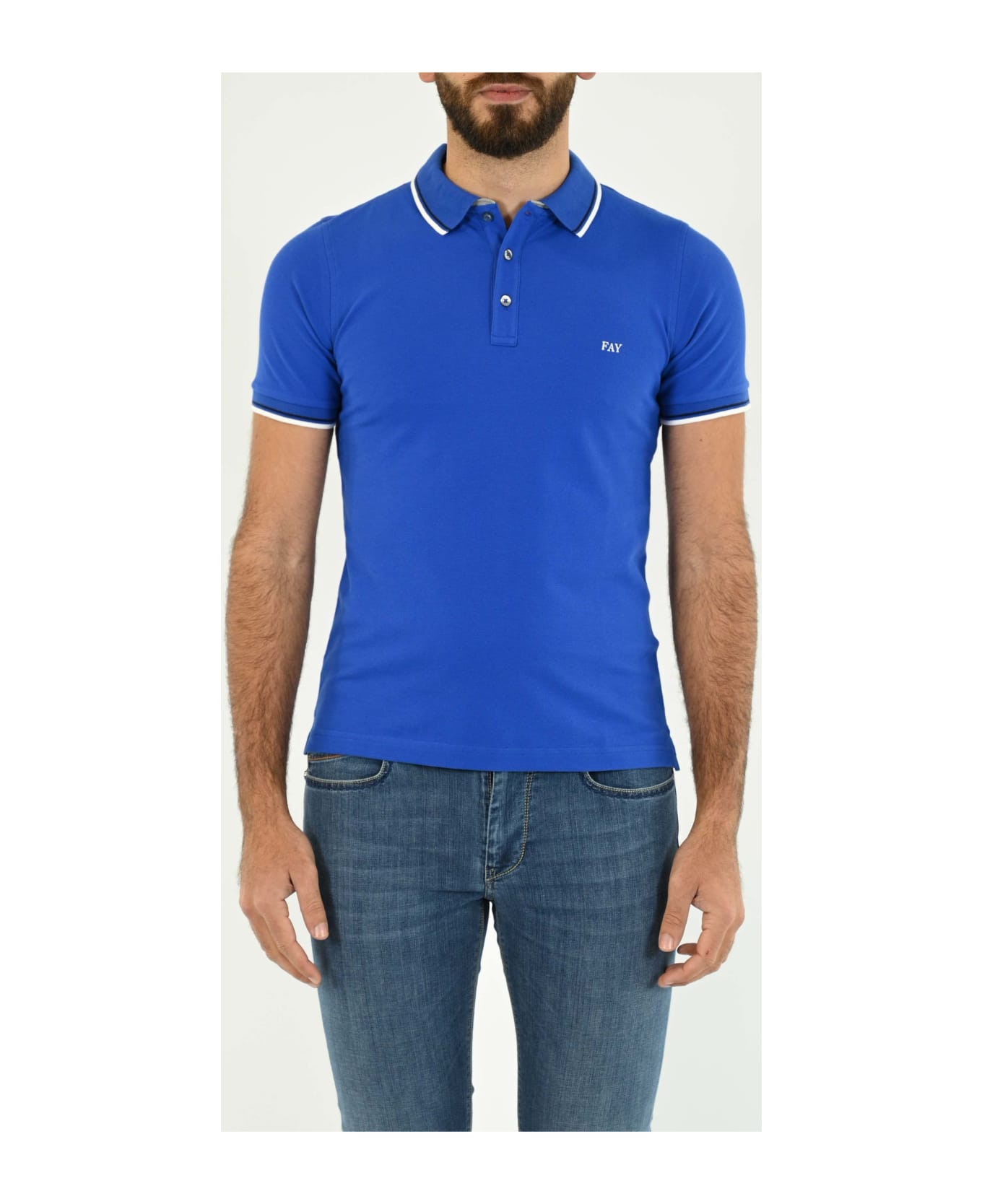 Fay Polo Shirt In Blue Cotton - BLUE ポロシャツ