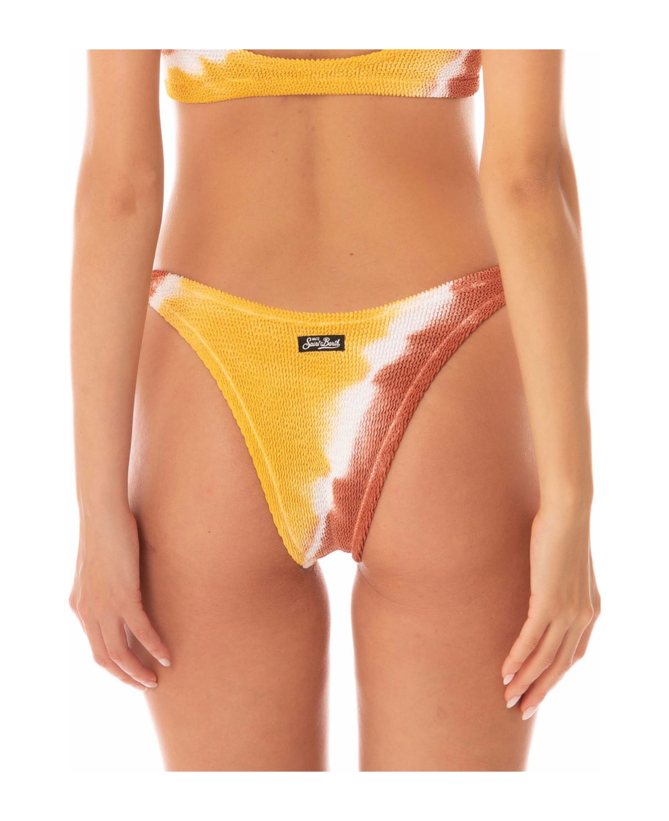 MC2 Saint Barth Woman Crinkle Cheeky Swim Briefs - BROWN