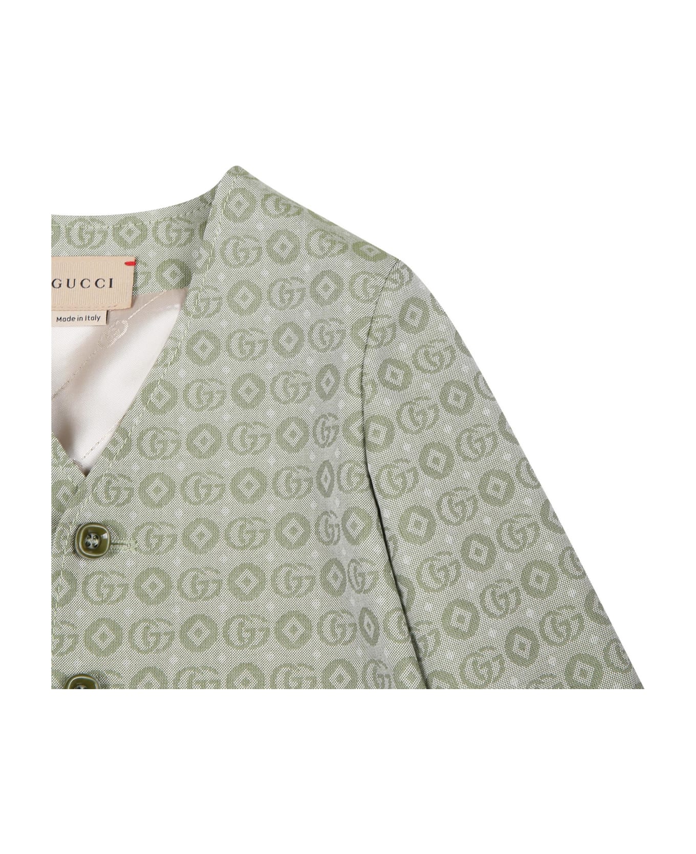 Gucci Green Jacket For Baby Boy With Double G - Green