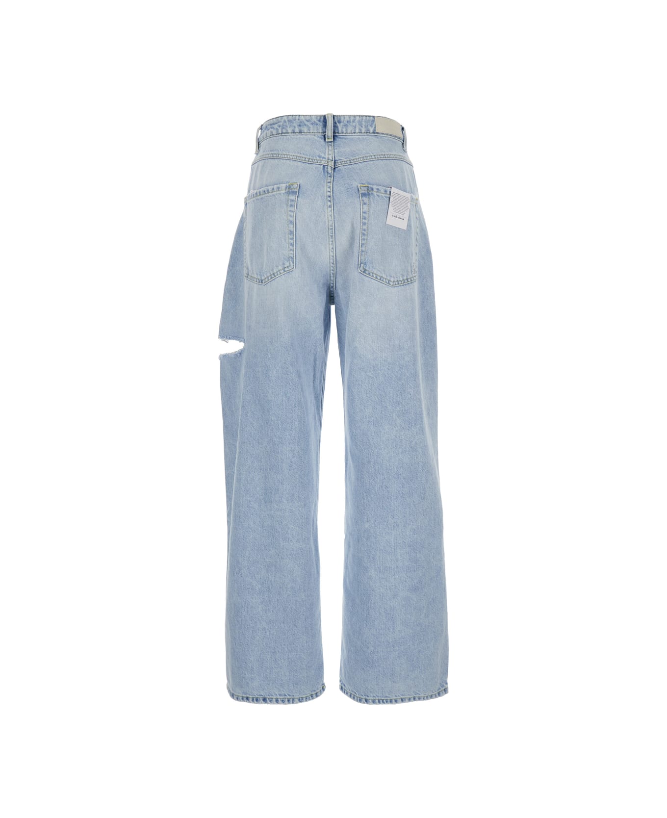 Icon Denim 'poppy' Light Blue Wide Jeans With Cut-out In Cotton Denim Woman - Blu