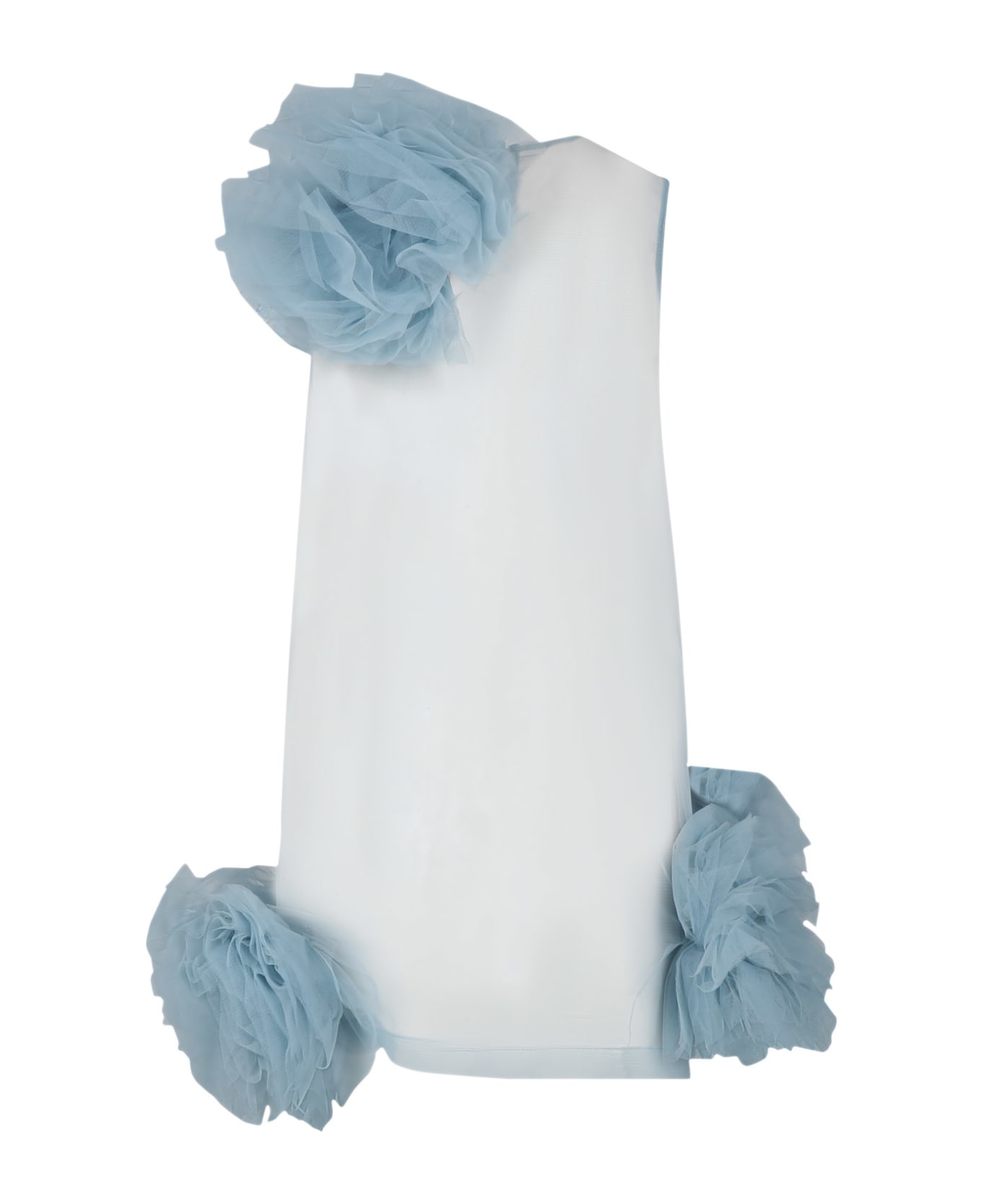 Caroline Bosmans Light Blue Dress For Girl With Flowers - Light Blue