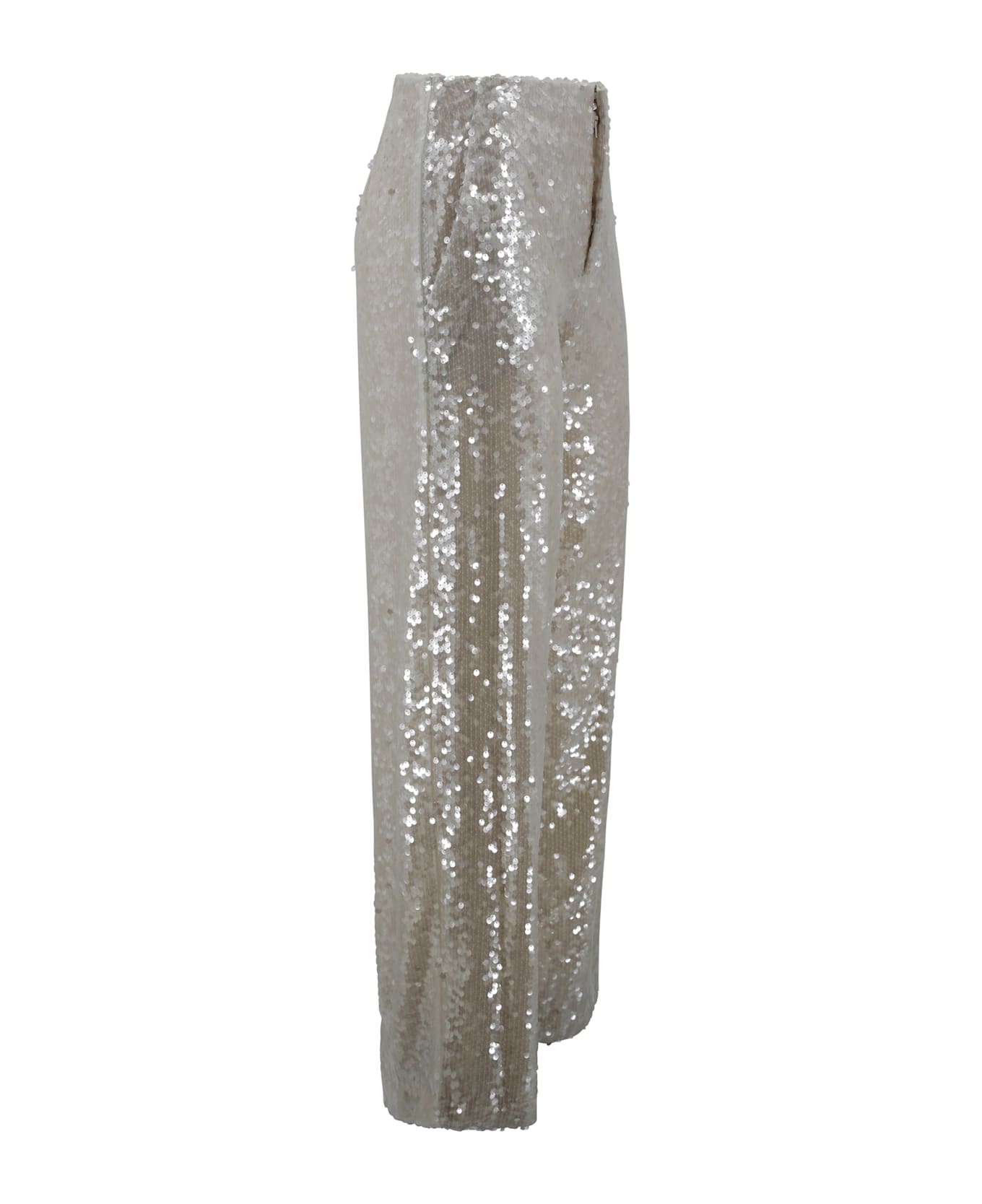 Philosophy di Lorenzo Serafini White Wide Leg Pants With All-over Sequins In Acetate Fabric Woman - Ivory