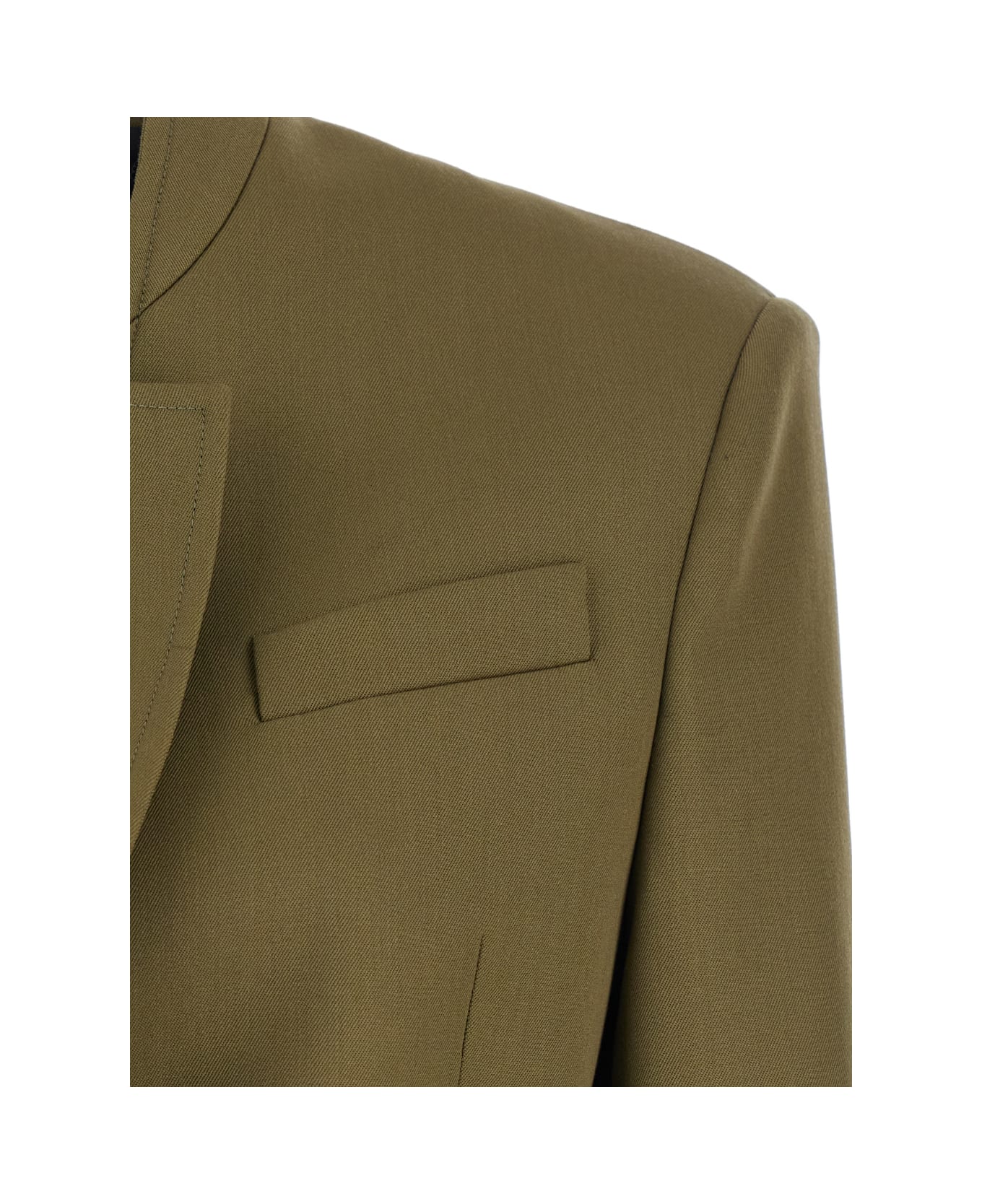 The Attico Green Jacket With Asymmetric Closure On The Front In Wool Woman - Green