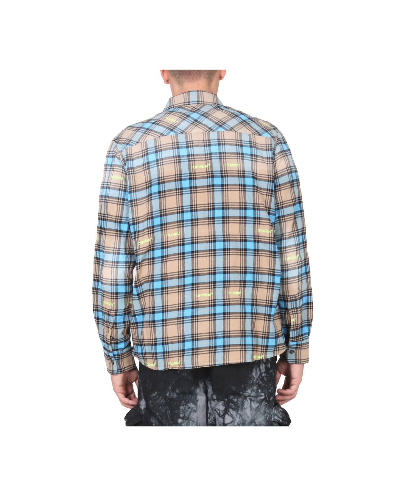 Off-White Shirt With Check Pattern - BEIGE