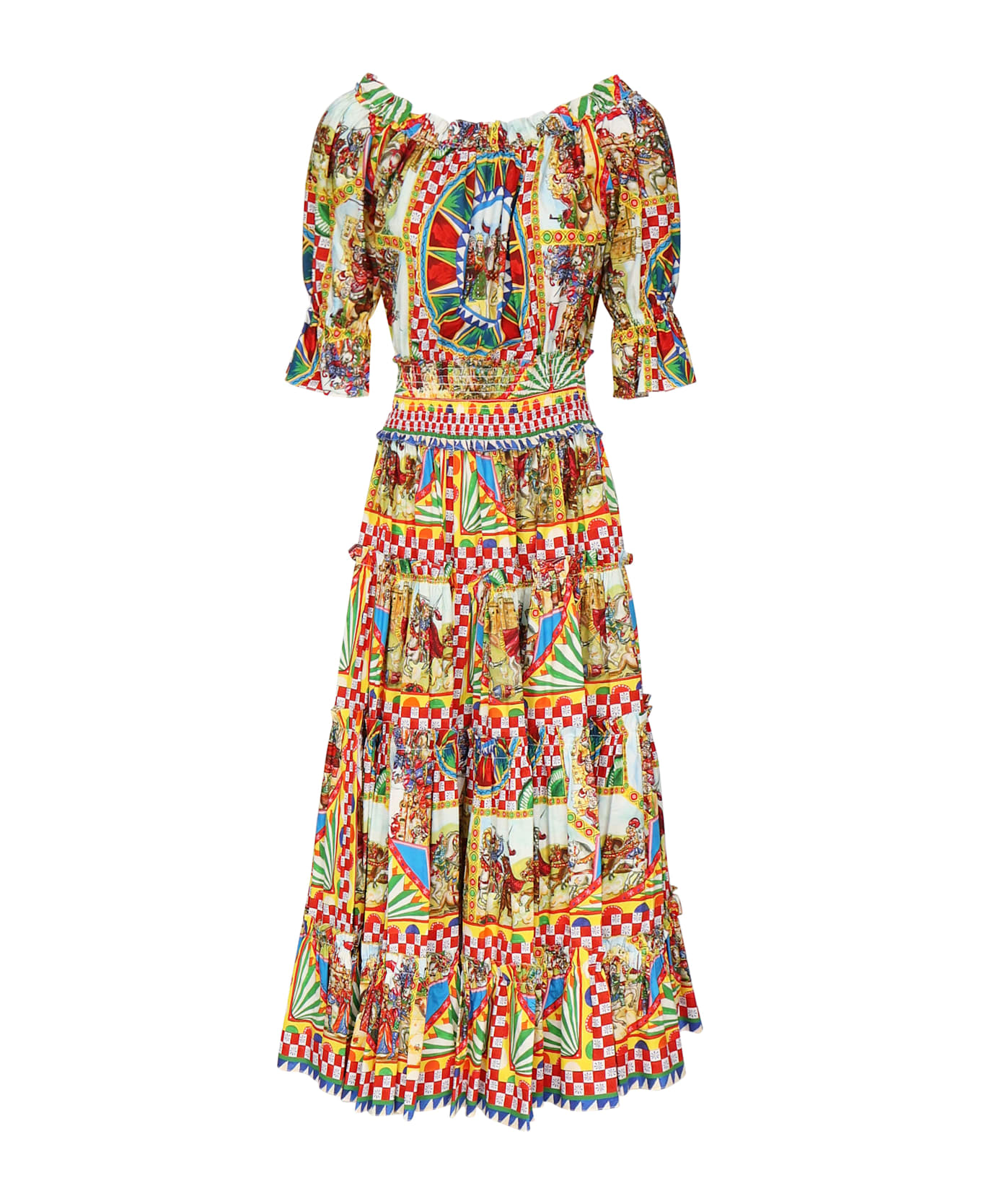 Dolce 
Gabbana Midi Dress With Cart Print - MultiColour