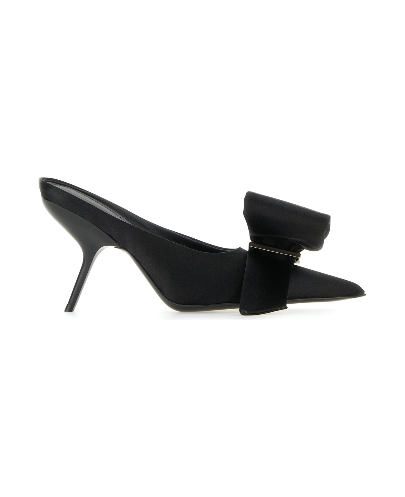 Ferragamo Black Satin Emii 85 Mules - BLACK