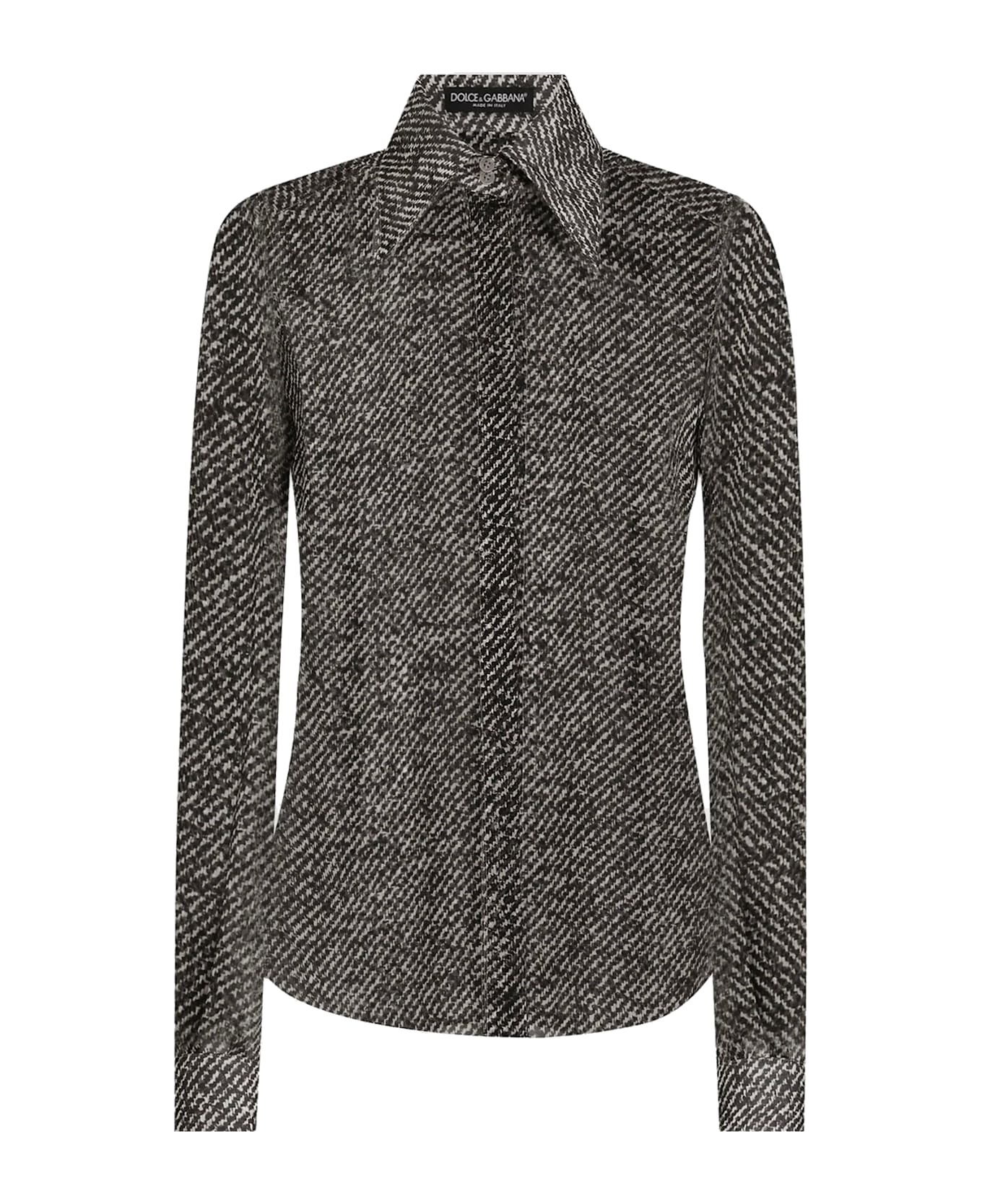 Dolce & Gabbana Bouclé Print Silk Chiffon Shirt - MultiColour