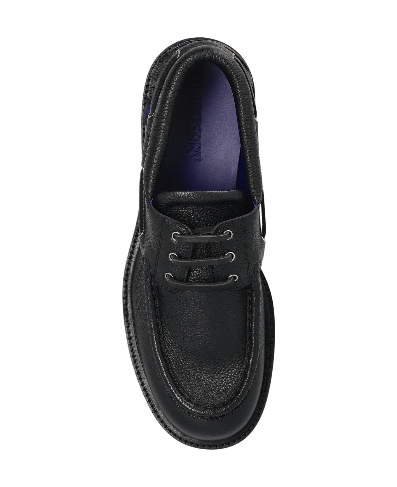 Burberry Raft Lace-up Boat Shoes - BLACK