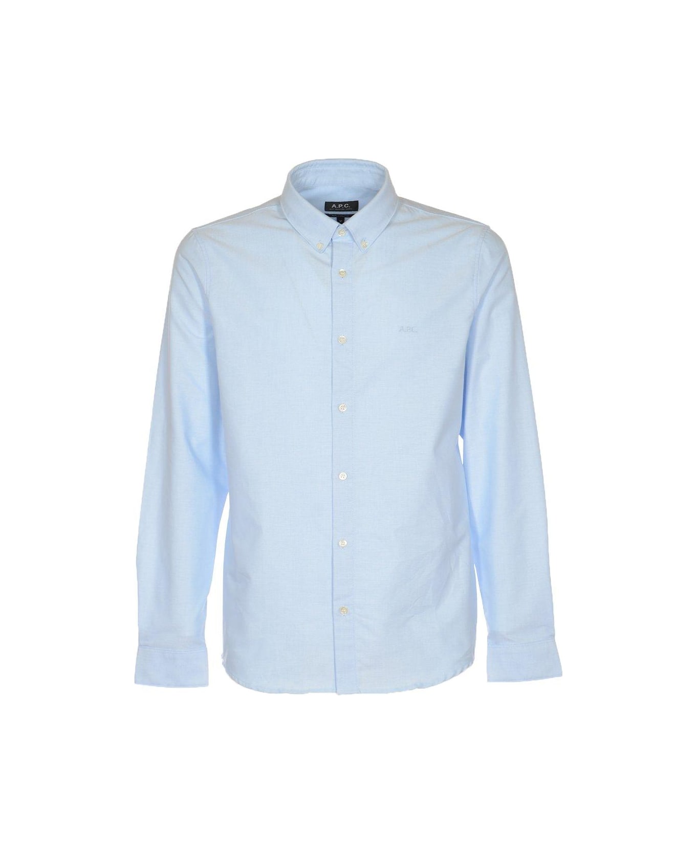 A.P.C. Buttoned Long-sleeved Shirt - Light Blue