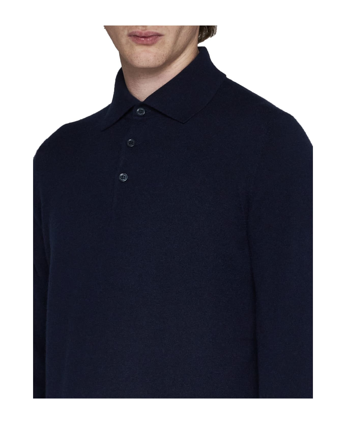 Brunello Cucinelli Cashmere Polo Sweater - Blu