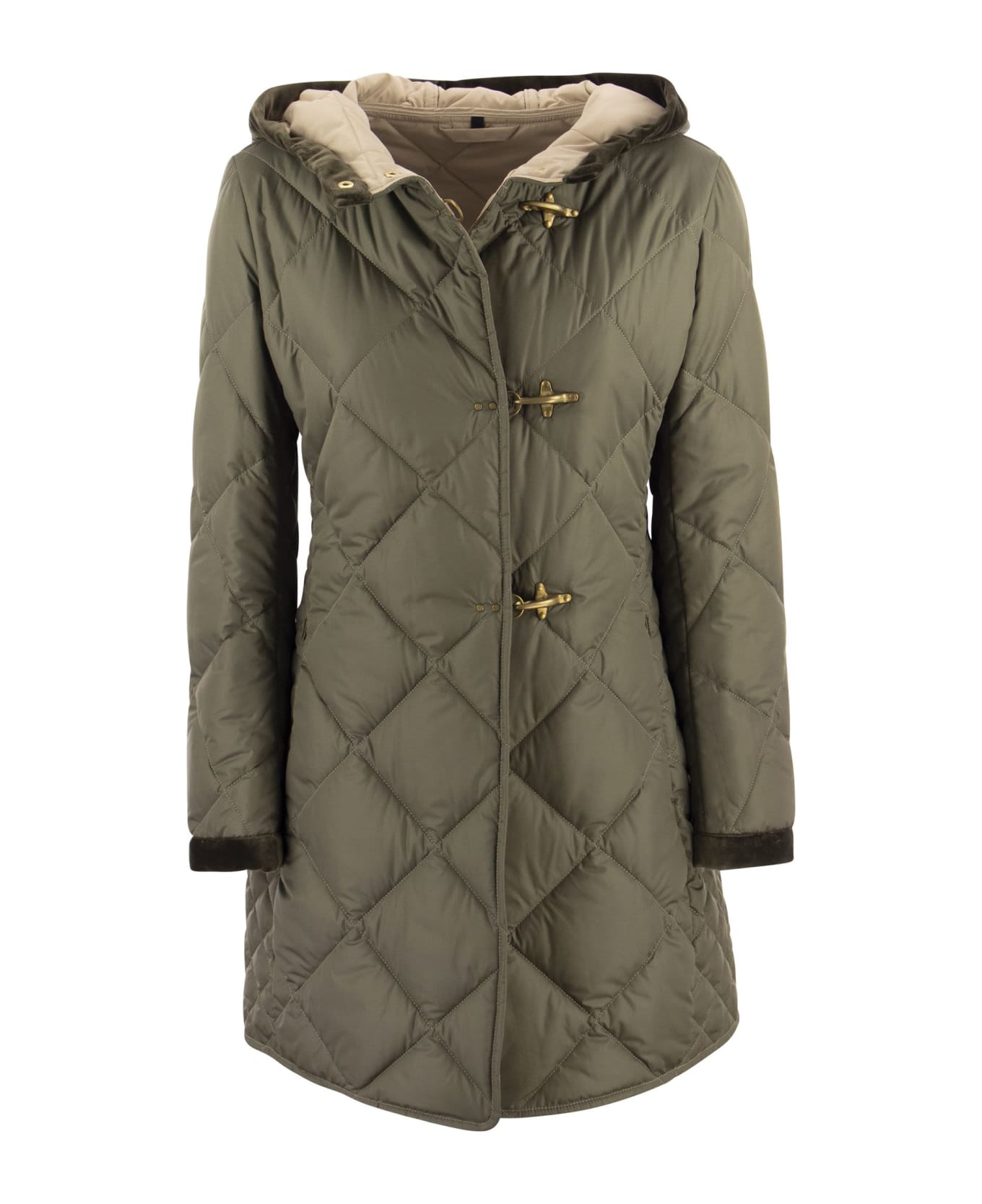 Fay Virginia Quilted Coat With Hood - Olive コート
