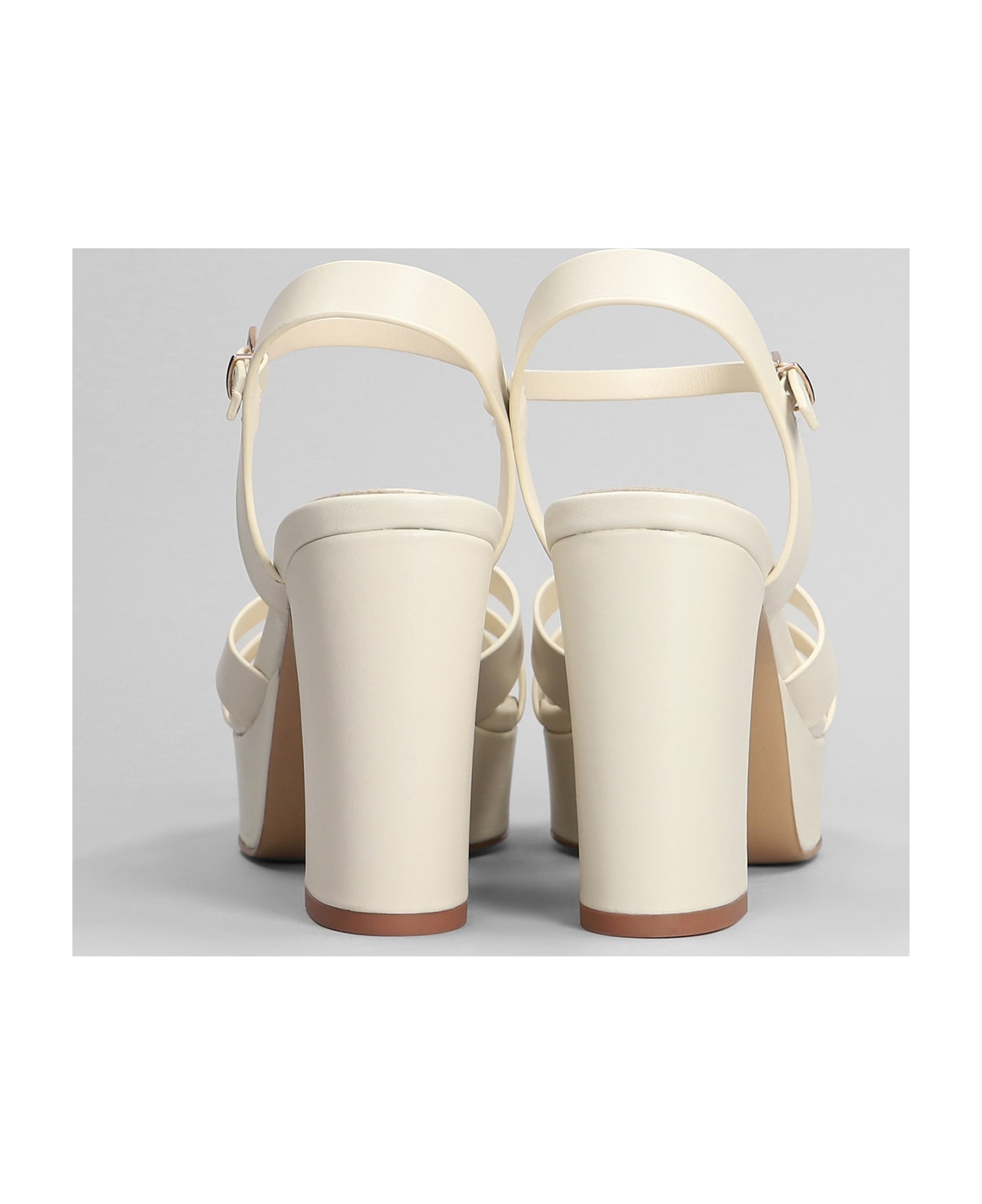 Lola Cruz Aria Platform 95 Sandals In Beige Leather - beige