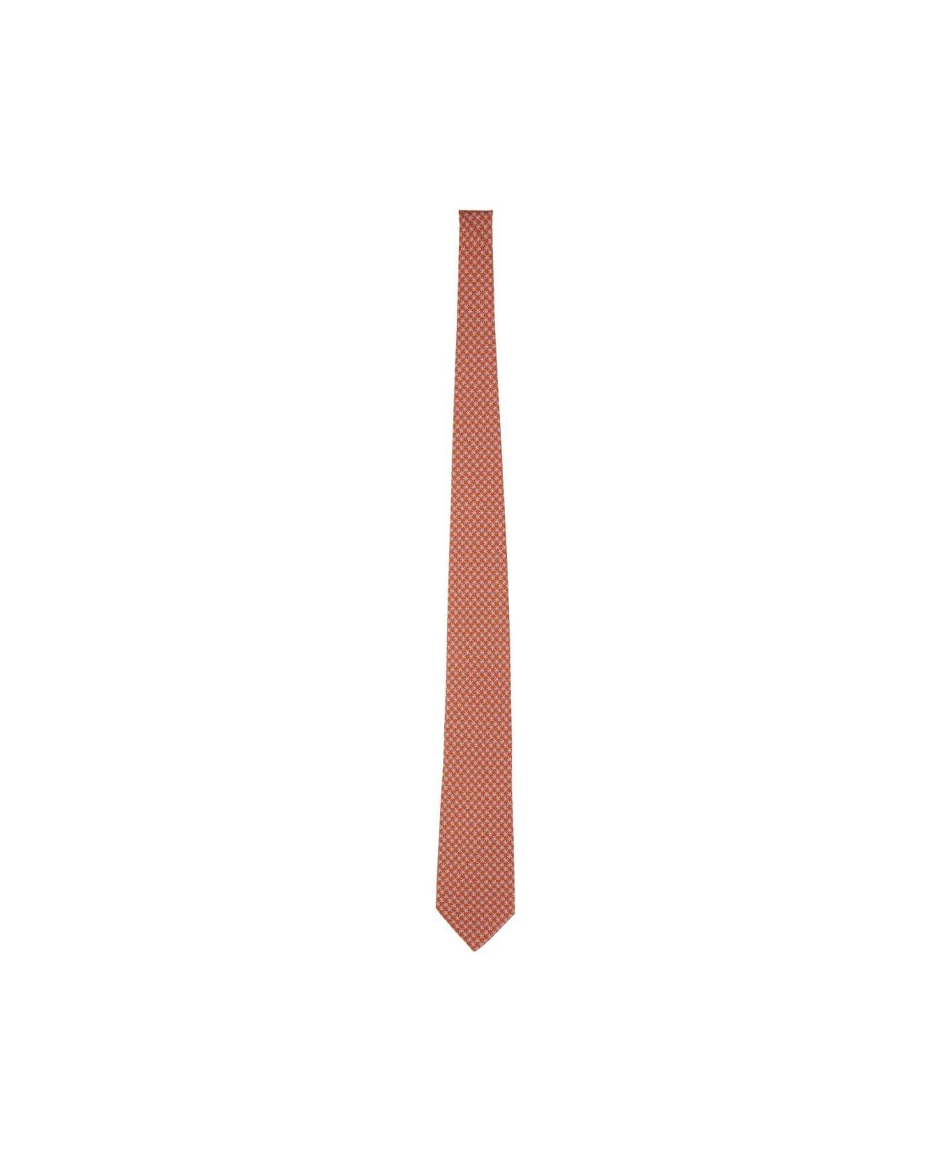 Ferragamo Micro Pattern Printed Tie - Orange ネクタイ