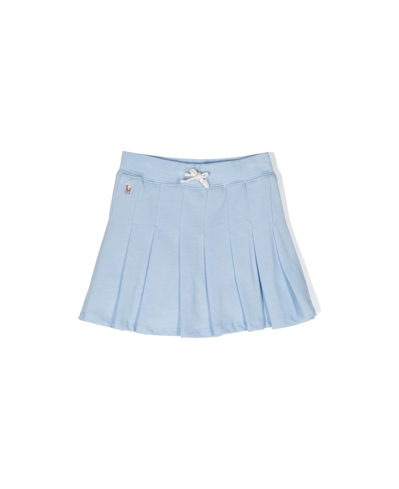 Ralph Lauren Light Blue Pleated Mini Skirt With Drawstring - Blue