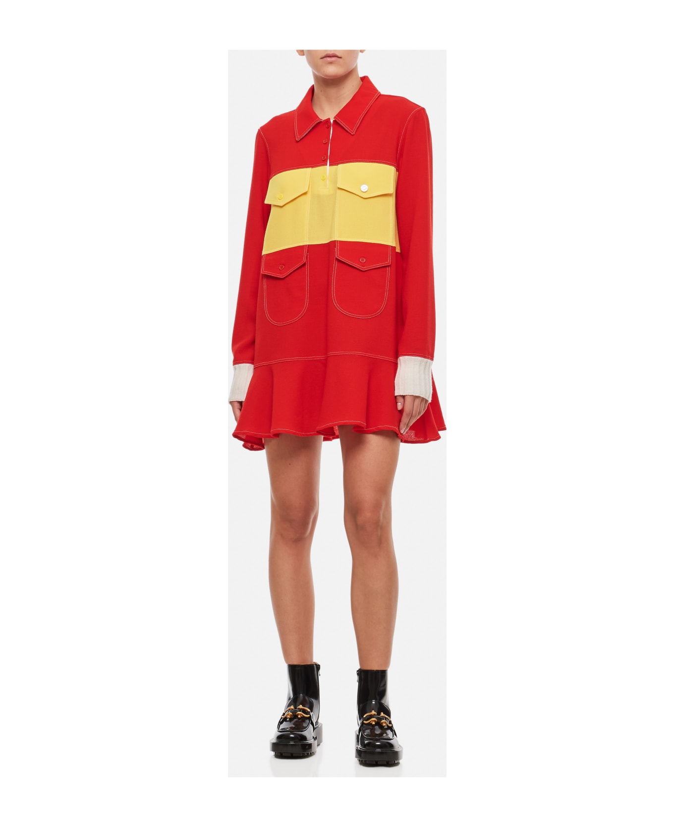 Cormio Wool Crepe Mini Dress - Red