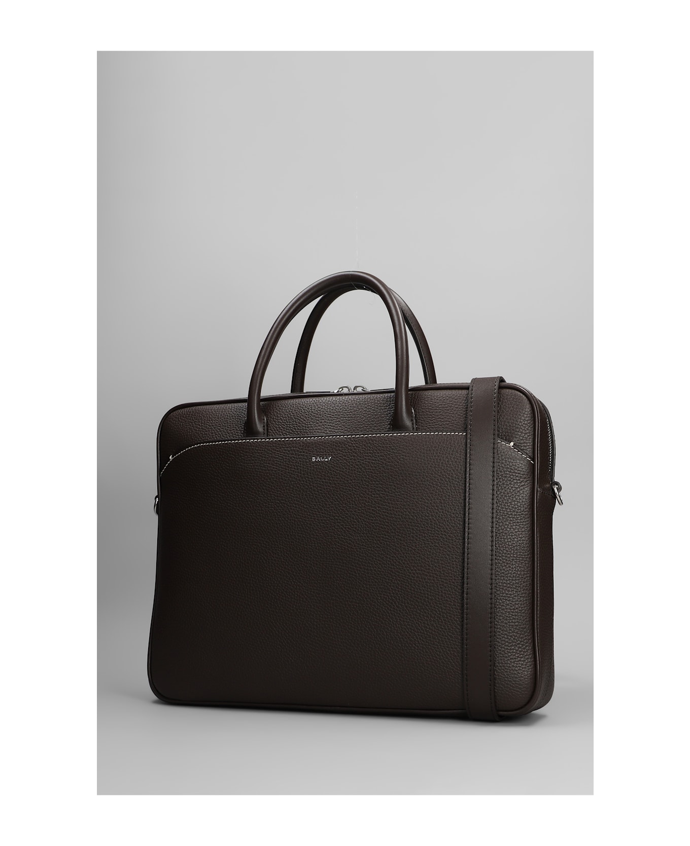 Bally Oeden Monobrief Hand Bag In Brown Leather - brown