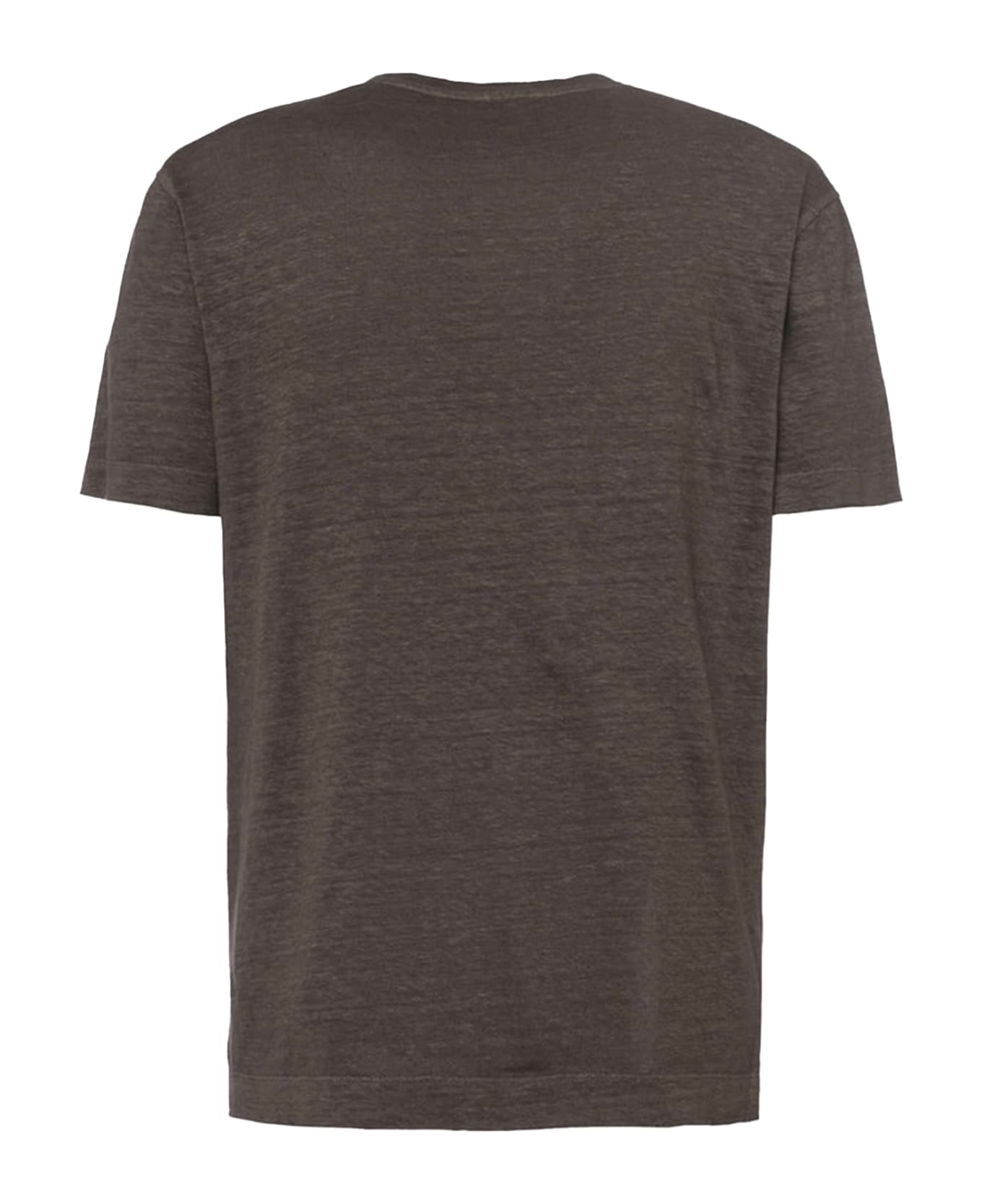 Malo Brown Linen And Jersey T-shirt - DARK SAND