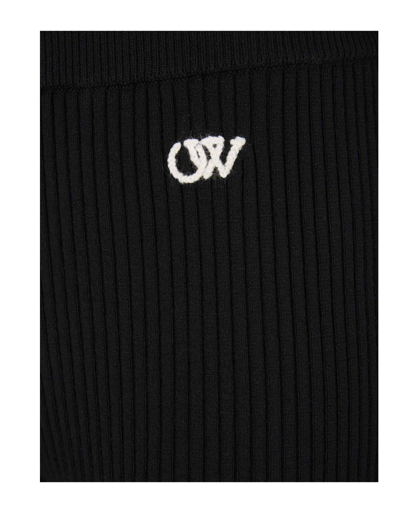 Off-White High Waist Pleated Knitted Joggers - Nero ボトムス