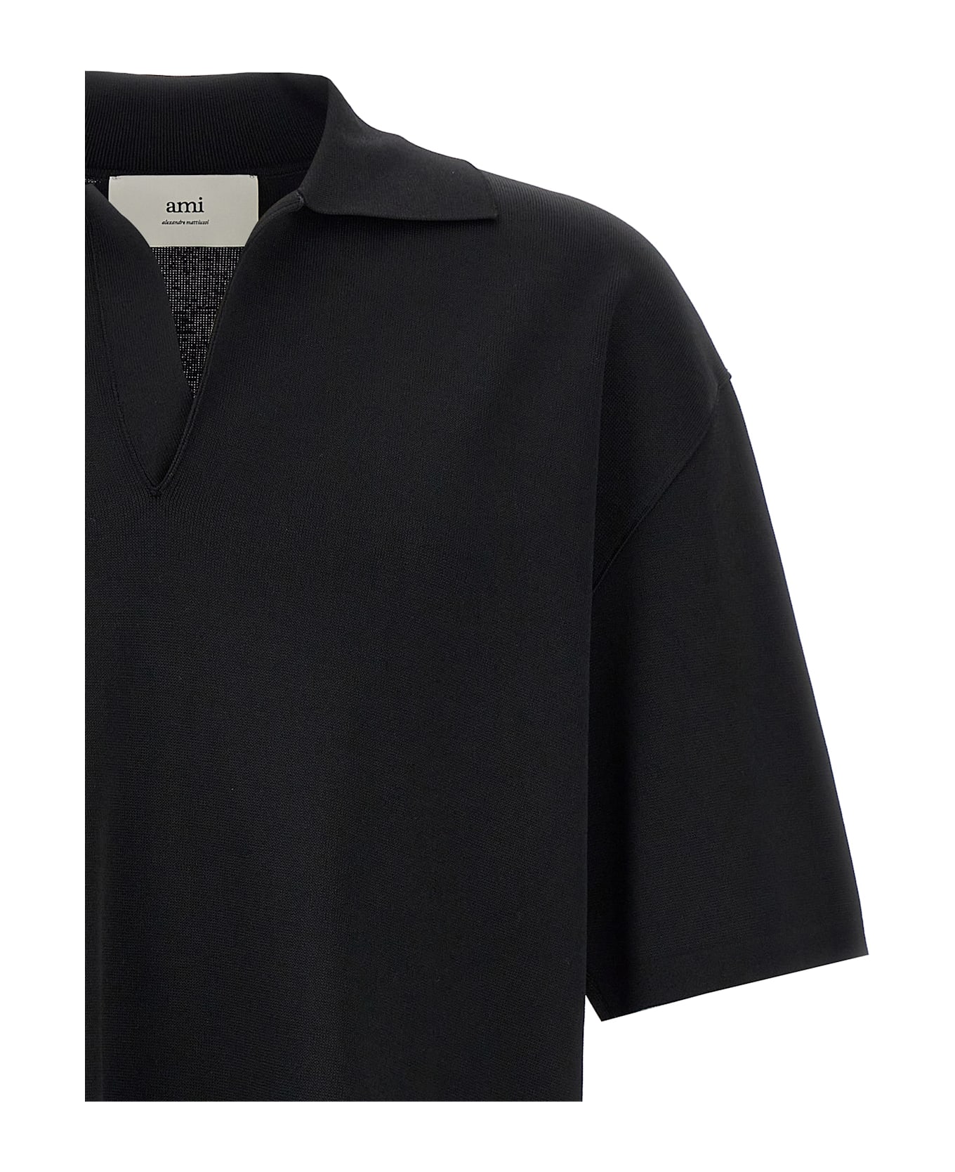 Ami Alexandre Mattiussi V-neck Polo Shirt - BLACK