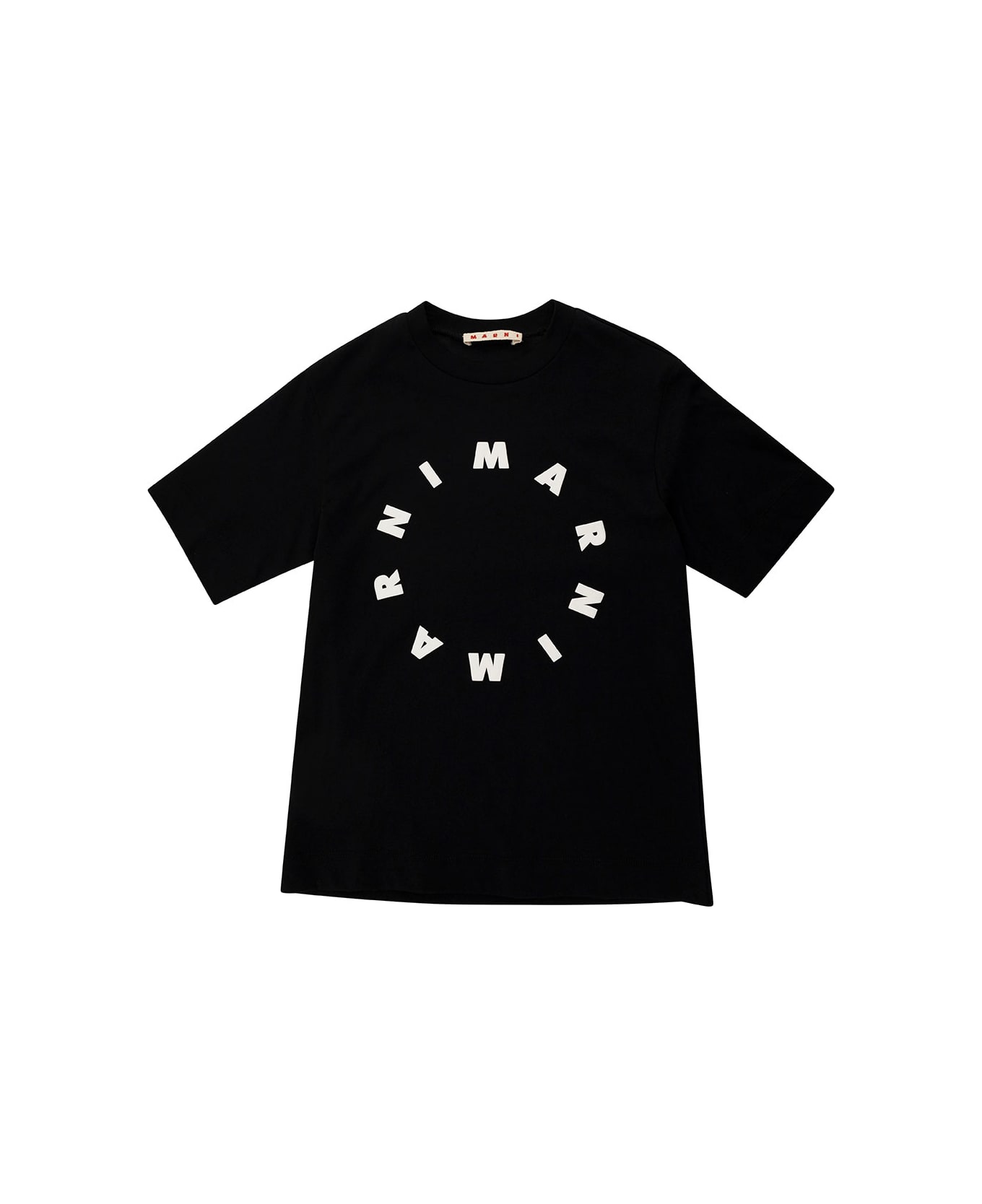 Marni Black T-shirt With Contrasting Logo Print In Cotton Man - Black